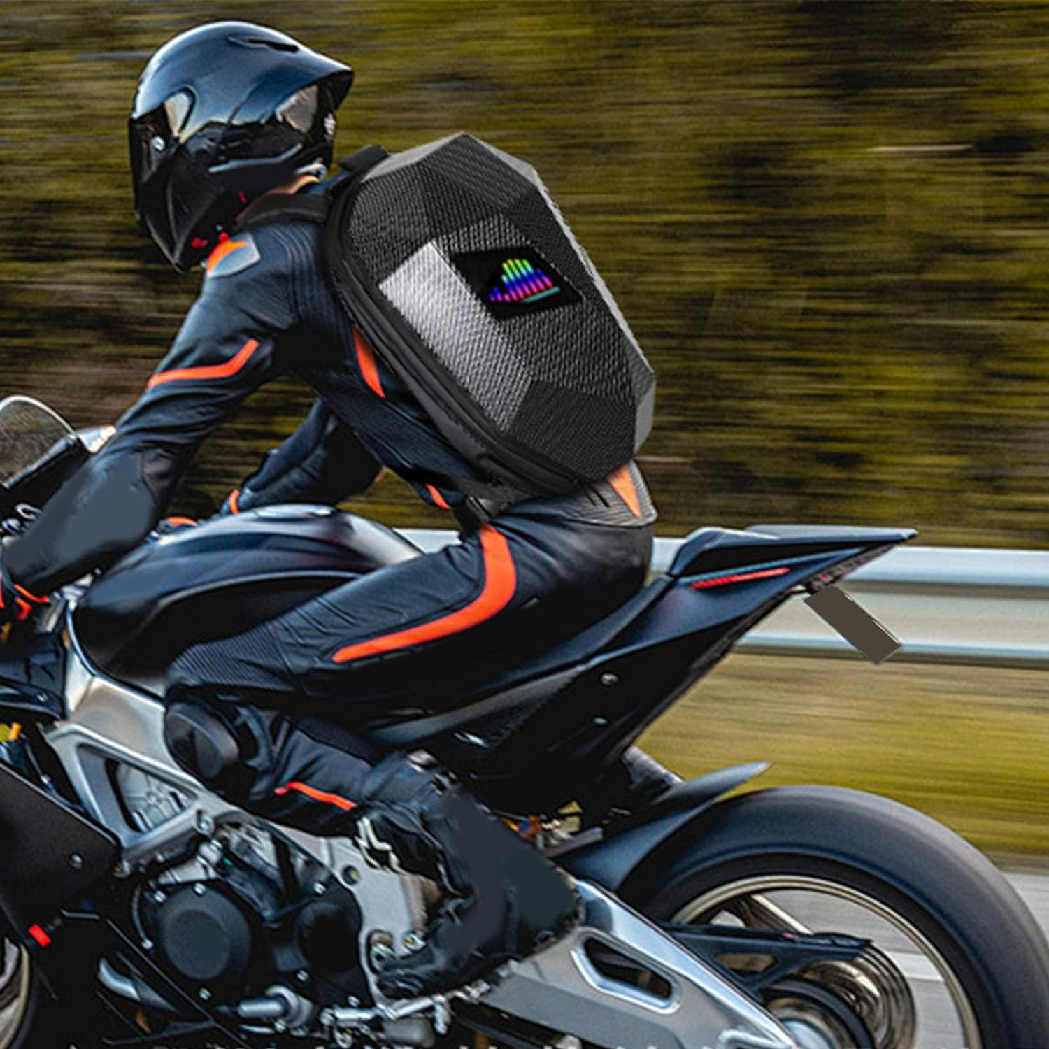 LED Knight Backpack, Large Capacity LED Backpack with Programmable Screen, Waterproof Motorcycle Backpack Hard Shell Laptop Backpack Motorcycle Riding Backpack for Travelling