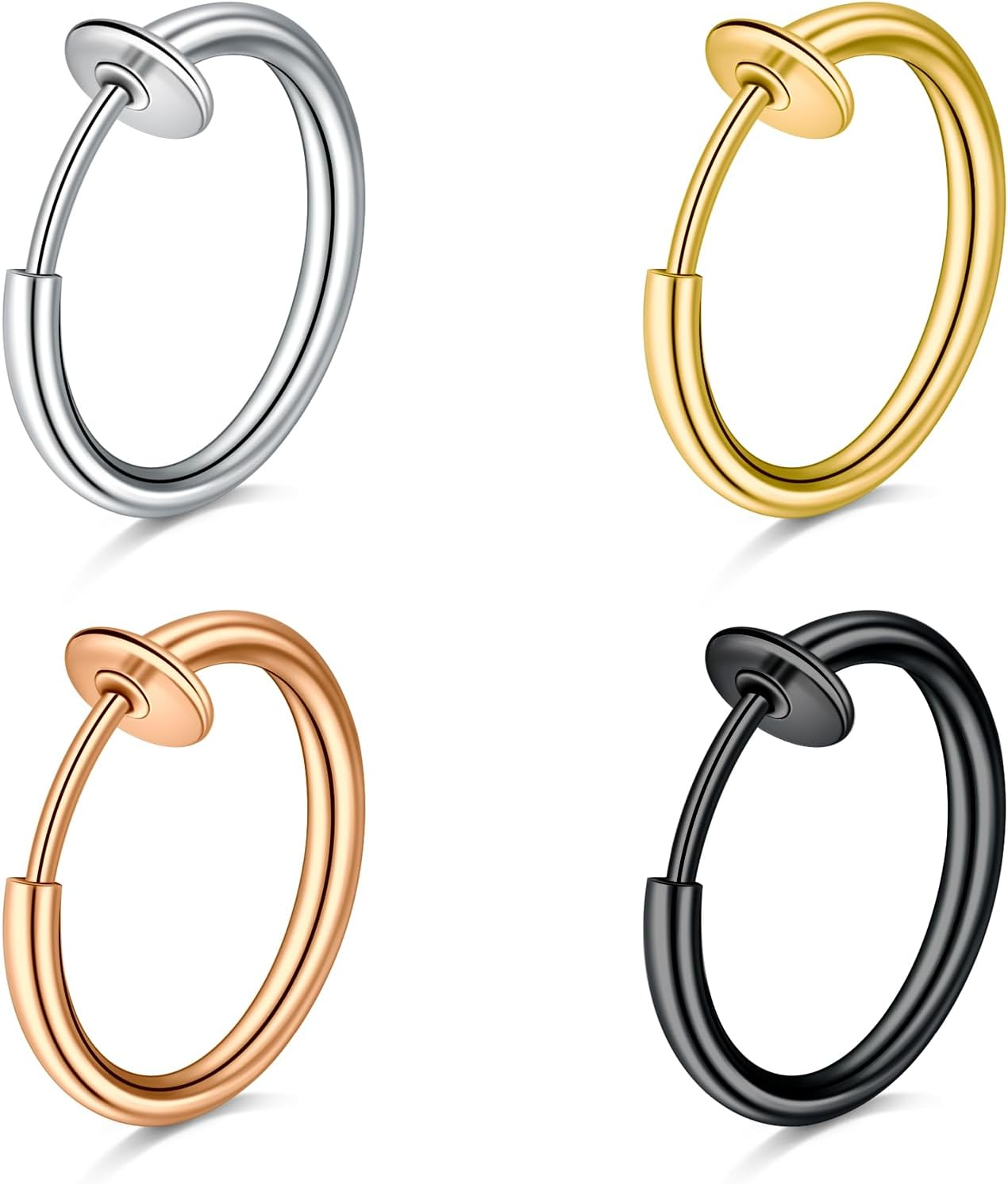 QWALIT Fake Nose Ring Fake Lip Piercing Fake Lip Ring Fake Nose Ring Hoop Fake Snake Bites Fake Lip Piercings Faux Lip Rings Fake Nose Piercing Clip on Nose Ring Spring