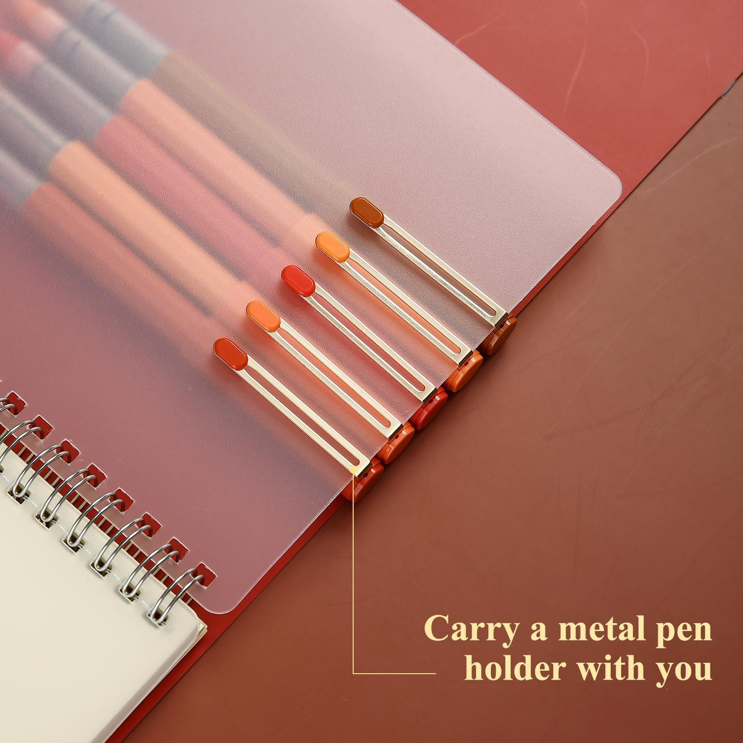 M&G 5 Pcs Liquid Rollerball Pens Ultra Fine Point Pens with Black Ink, 0.5Mm Caramel Color Pens Smooth Writing for Note Taking, Office School Supplies Gifts Student Women Men image number 5