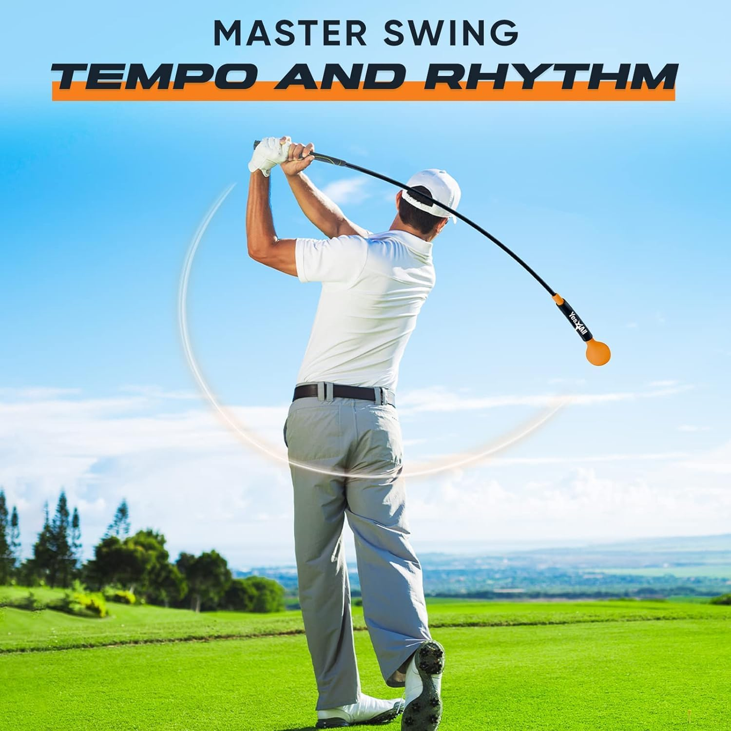 Yes4All 48 Inches Golf Swing Trainer Aid Great for Improving Rhythm, Flexibility, Balance, Tempo, Strength, Range of Motion and Warm Up image number 4