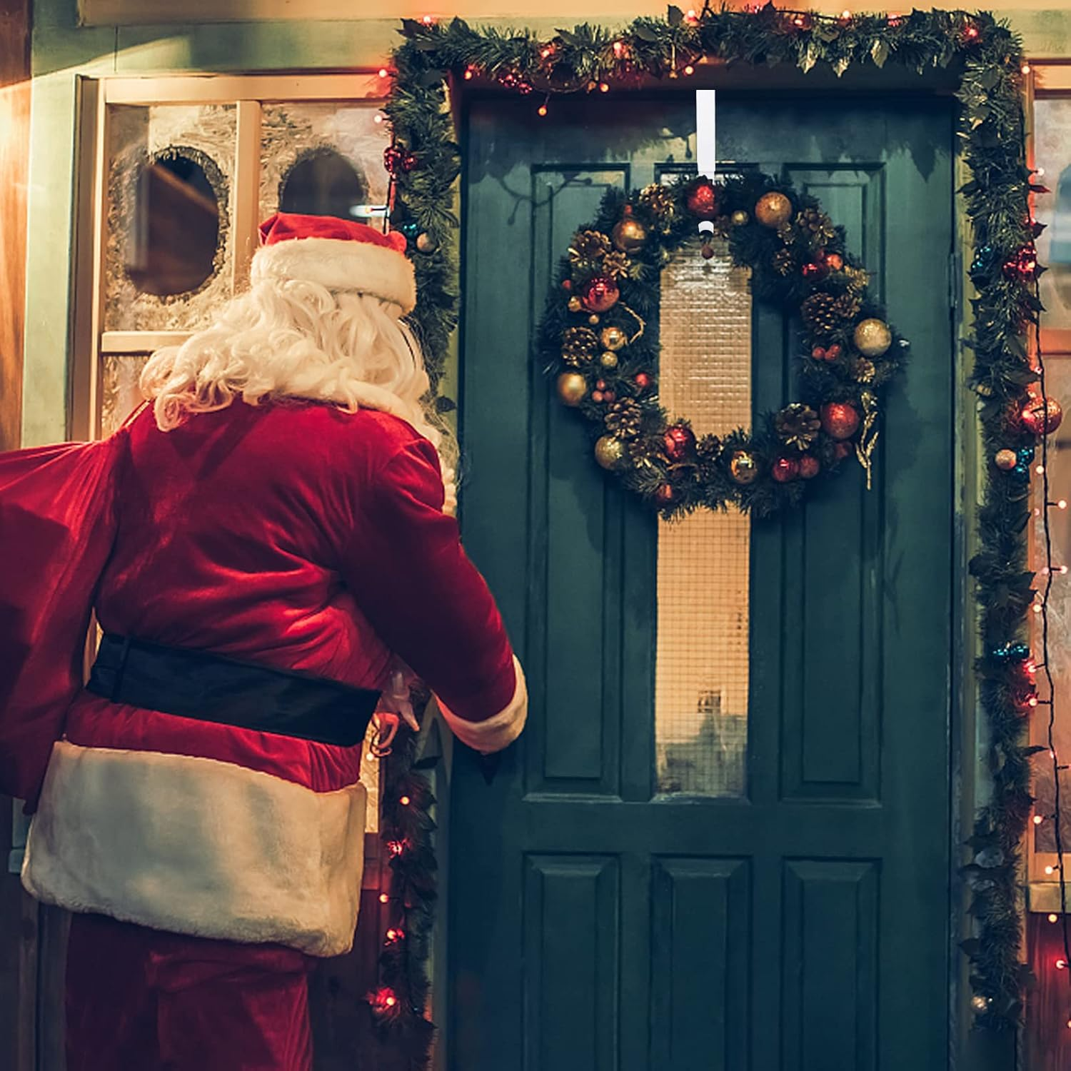 ZMCINER Adjustable Wreath Hanger for Front Door, 15-25 Inches, 20 Lbs Capacity, Christmas Fall Wreaths Decorations Hook (White) image number 3