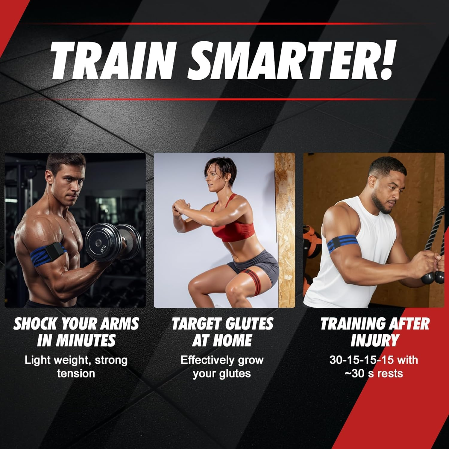 Blood Flow Restriction Bands, 2X Occlusion Bands for Legs, Elastic Bands with Buckle Fasteners for Muscle Building and Pump, BFR Cuffs image number 5