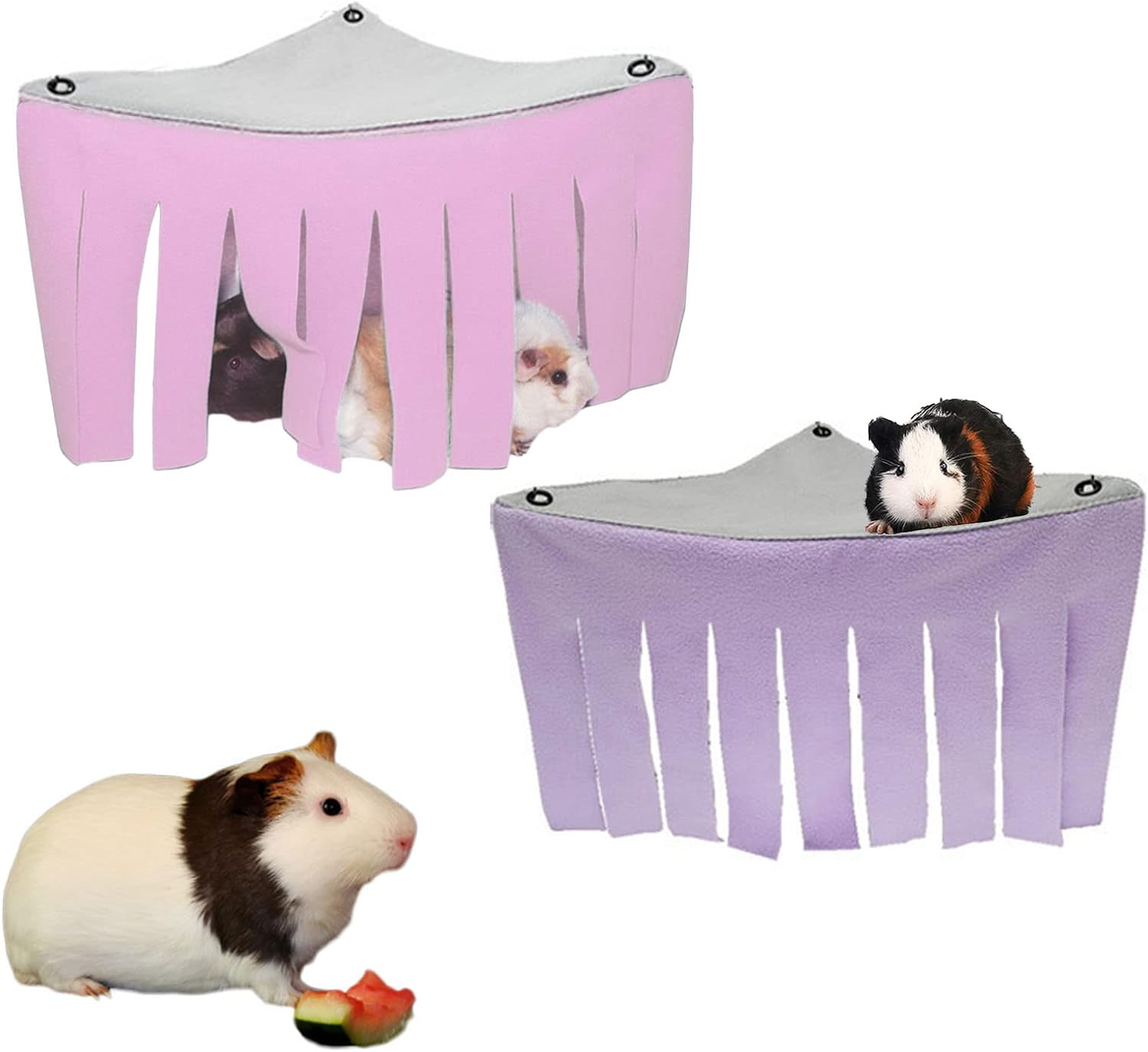 TRADERPLUS 2 Pieces Guinea Pig Hideout Rat Hideaway Corner Curtain Small Pets Hiding Spot for Ferrets Chinchillas Hedgehogs Dwarf Rabbits (Pink+Purple) image number 2