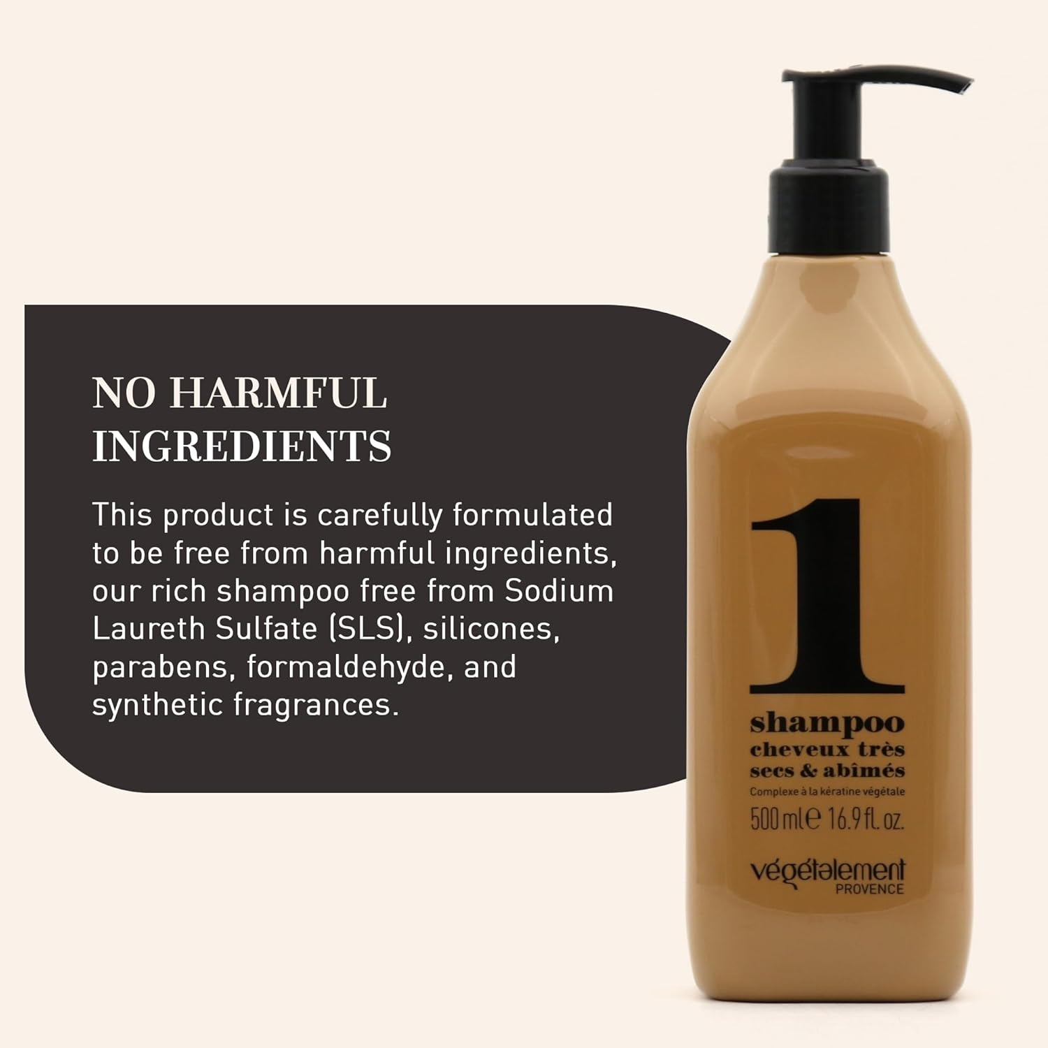 VEGETALEMENT Keratin Rich Repair Shampoo for Dry Damaged Hair, Professional Keratin Protein Hair Shampoo Intense Repairing Plant-Based Shampoo, Smoothing for All Hair Types Cruelty Free, Corn, Wheat and Bamboo (500Ml) image number 2