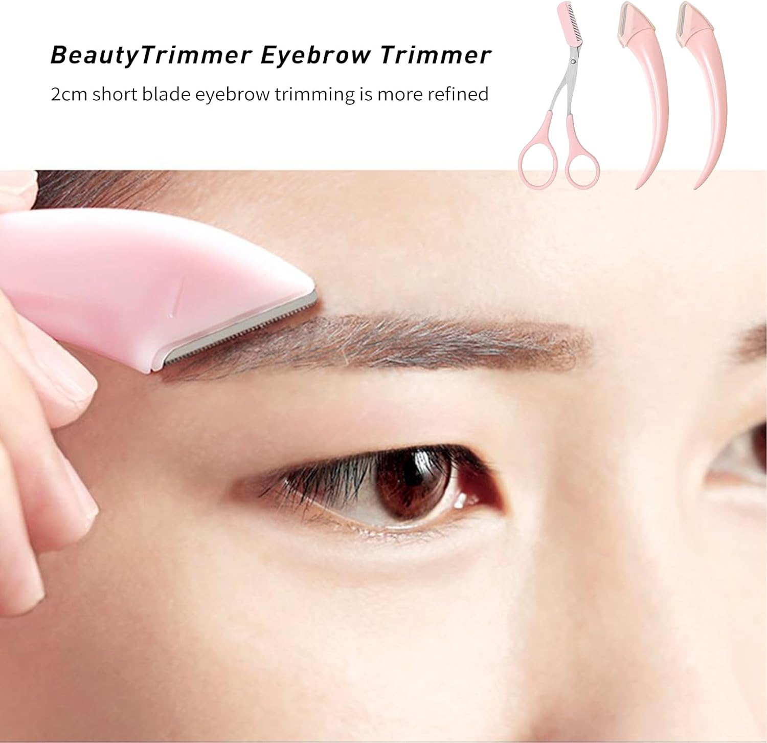 Pack of 3 Eyebrow Scissors with Comb, Eyebrow Scissors, Eyebrow Scissors for Women, Eyebrow Trimmer, Scissors, Eyelash Brush, Eyebrow Comb for Men and Women (Pink) image number 3