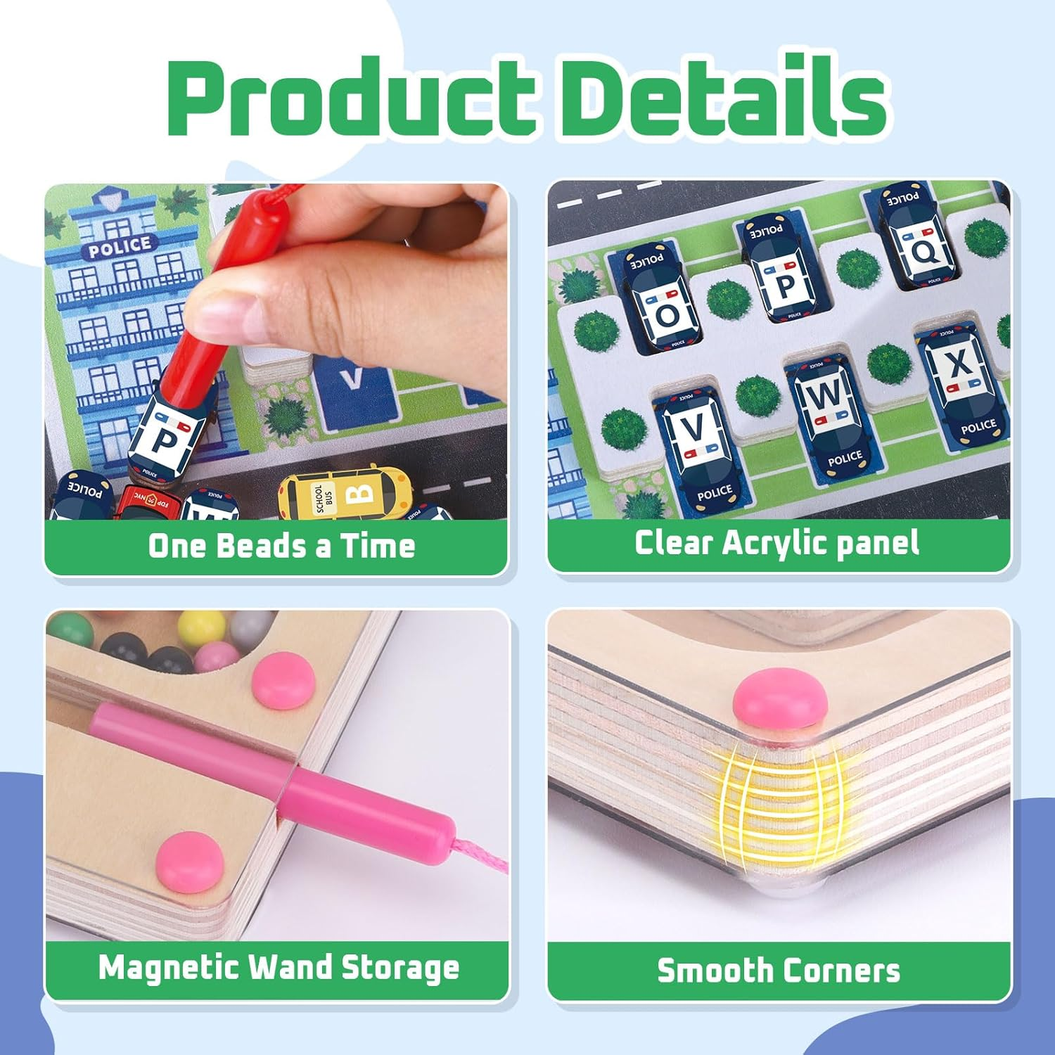 Magnetic Colour Sorting Toys 2 in 1 Montessori Maze Board Educational Toys for Kids Age 3 to 6 Wooden Magnetic Puzzles Fine Motor Skills Toys for Toddlers Busy Board Game image number 2