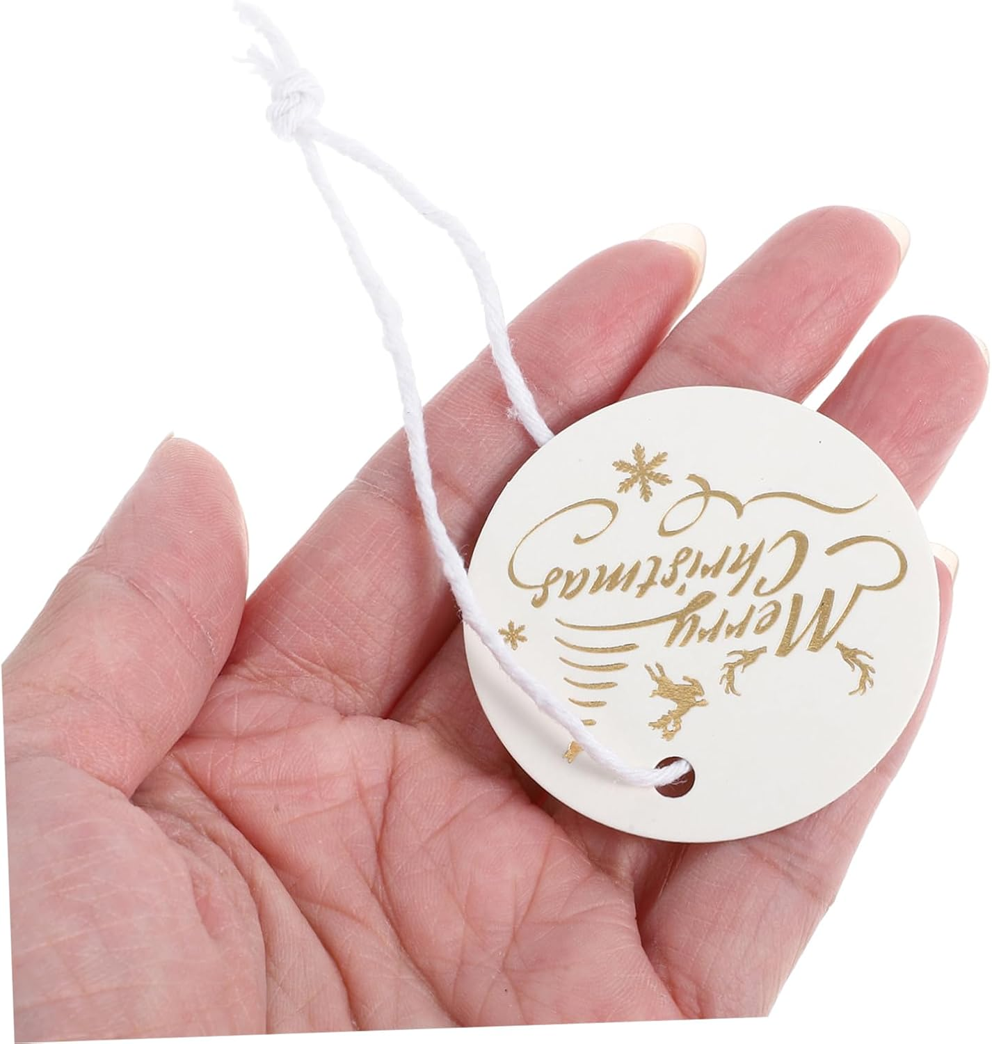 100Pcs Stamped Christmas Labels Christmas Party Tags Christmas Tags Christmas Decoration Holiday Hanging Tags Christmas Name Tags Decorative Tag Xmas Hanging Labels White Paper image number 6