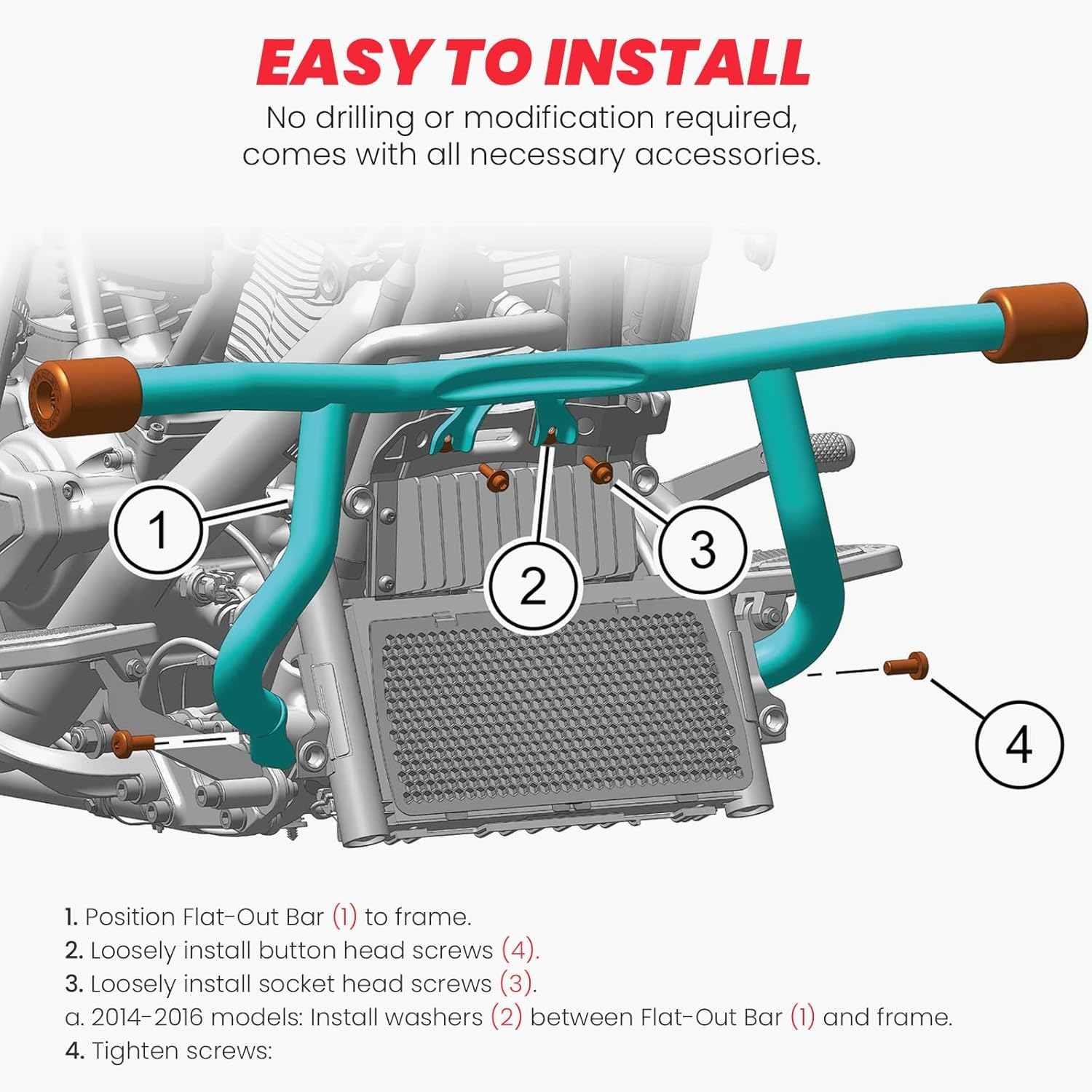 Motorcycle Engine Guard Crash Bar Compatible with Harley Davidson Touring Street Glide Road Glide Road King Electra Glide Ultra Limited Flat Out Bar Black 2014-Up image number 3