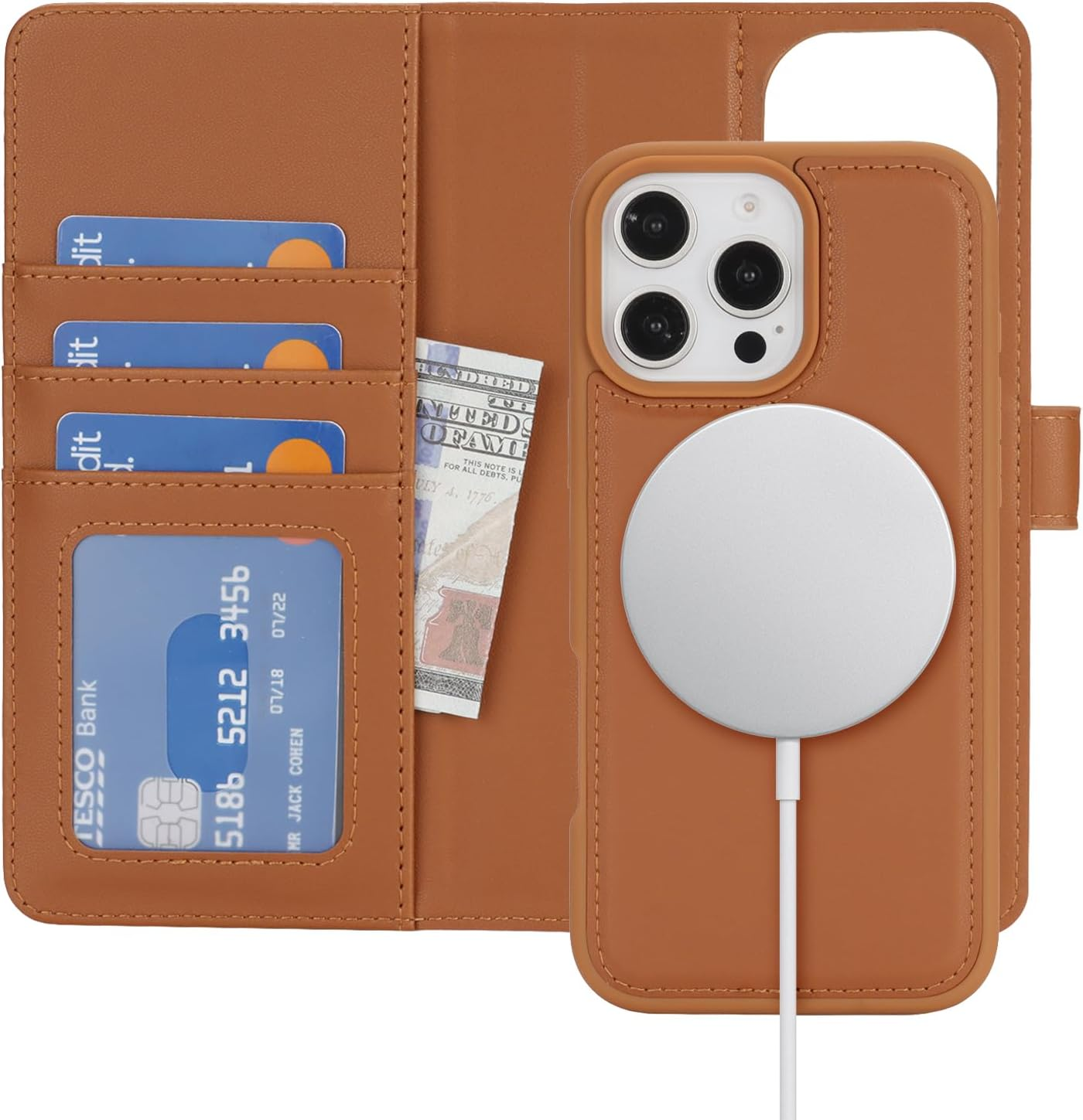 Cavor for Samsung Galaxy S25 Ultra Wallet Case Litchi Leather Case 2 in 1 Magnetic Detachable Support Magsafe Charging with Kickstand and Card Holder Flip Folio Protective Cover -Litchi Black