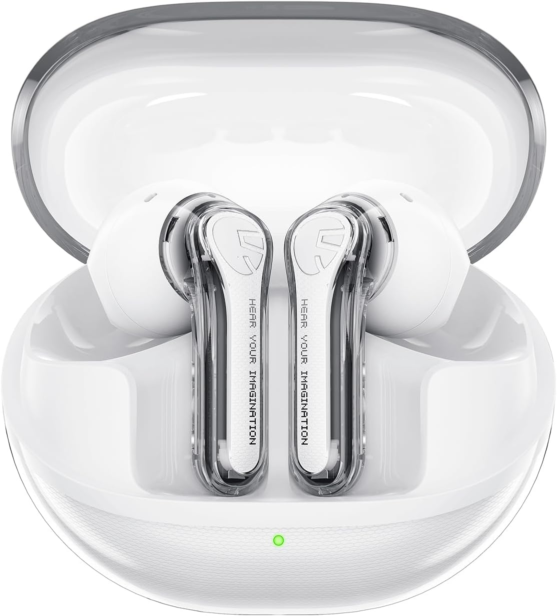 Wireless Earbuds, Soundpeats Clear Pods Bluetooth 5.3 Headphones, 13Mm Drives for Stereo Sound Earphones with 40H Playtime, Dual Mic with ENC for Clear Calls, Game Mode, App Control -Transparent