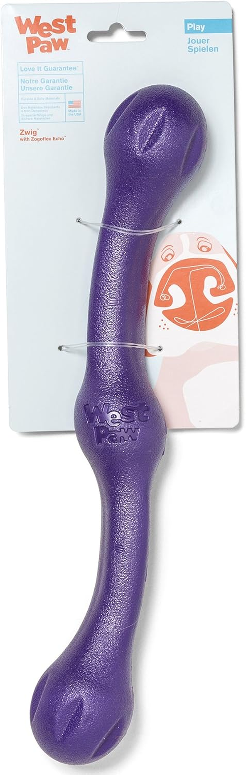 West Paw Zwig Squeezy Dog Stick Toy for Large Dogs with Zogoflex Echo, Made in USA, Jungle Green