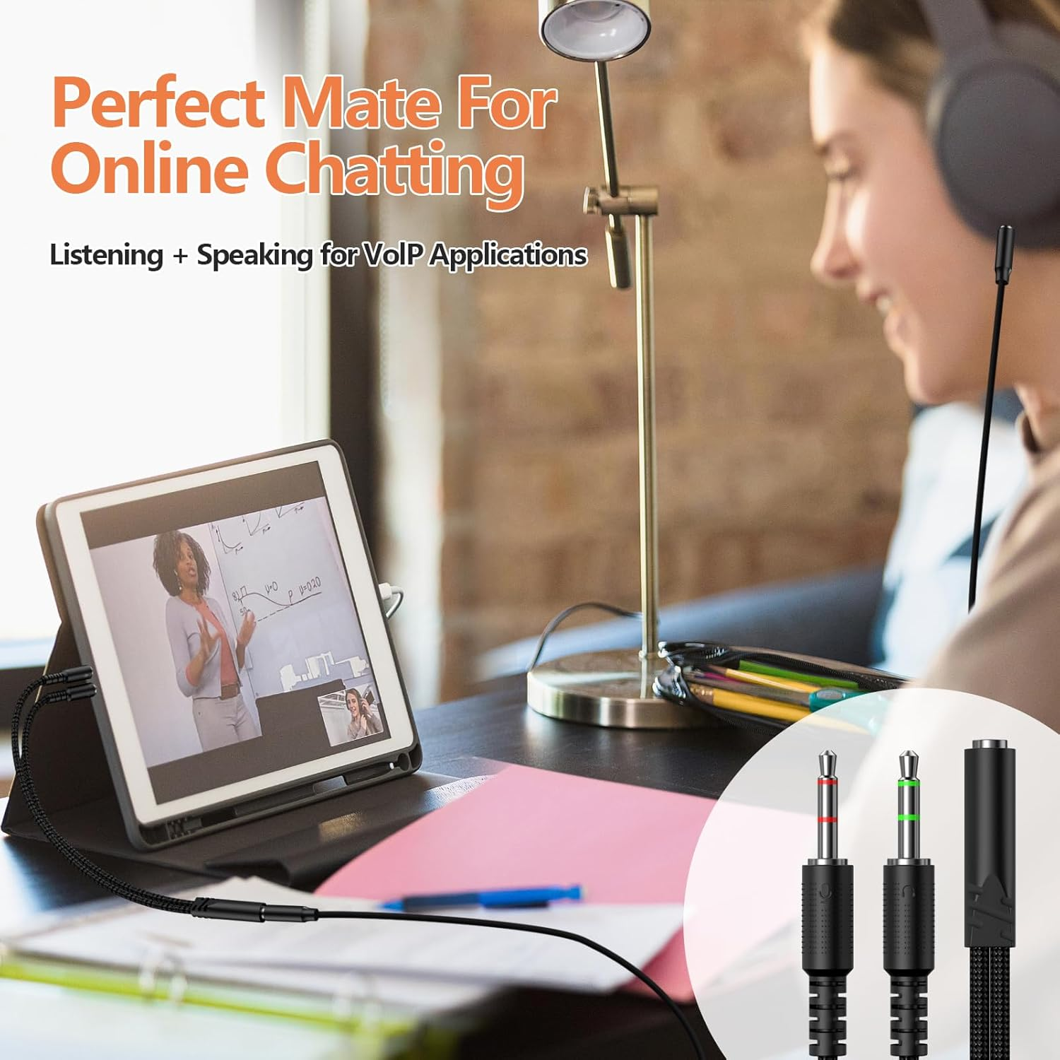 KOOPAO Headphone 3.5Mm Splitter Mic Cable for Computer, Headset 3.5Mm Female to 2 Dual Male Microphone Audio Stereo Jack Earphones Port to Gaming Speaker PC Adapter Black image number 2