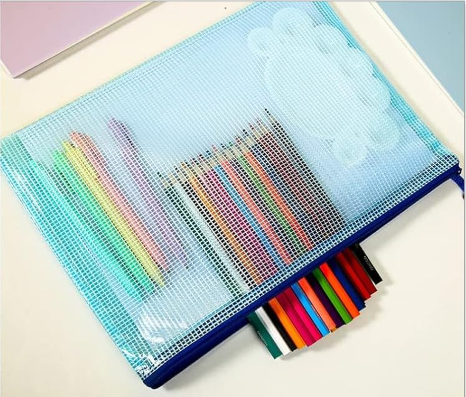 10 Pack A5 Zipper File Bags Zippered Waterproof PVC Pouch Plastic Zip Document Filing Folder for School, Office Supplies, Cosmetics, Travel Storage and Home Organize image number 3