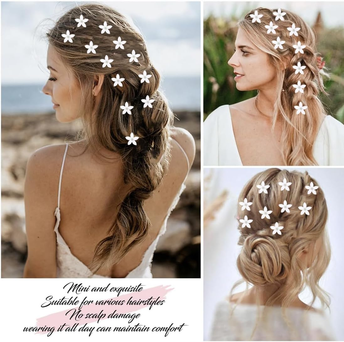 WUSJCOF Pack of 20 Colourful Hair Flowers Hair Clips Communion Wedding Girls Ladies 4 Ceremony Accessories image number 5