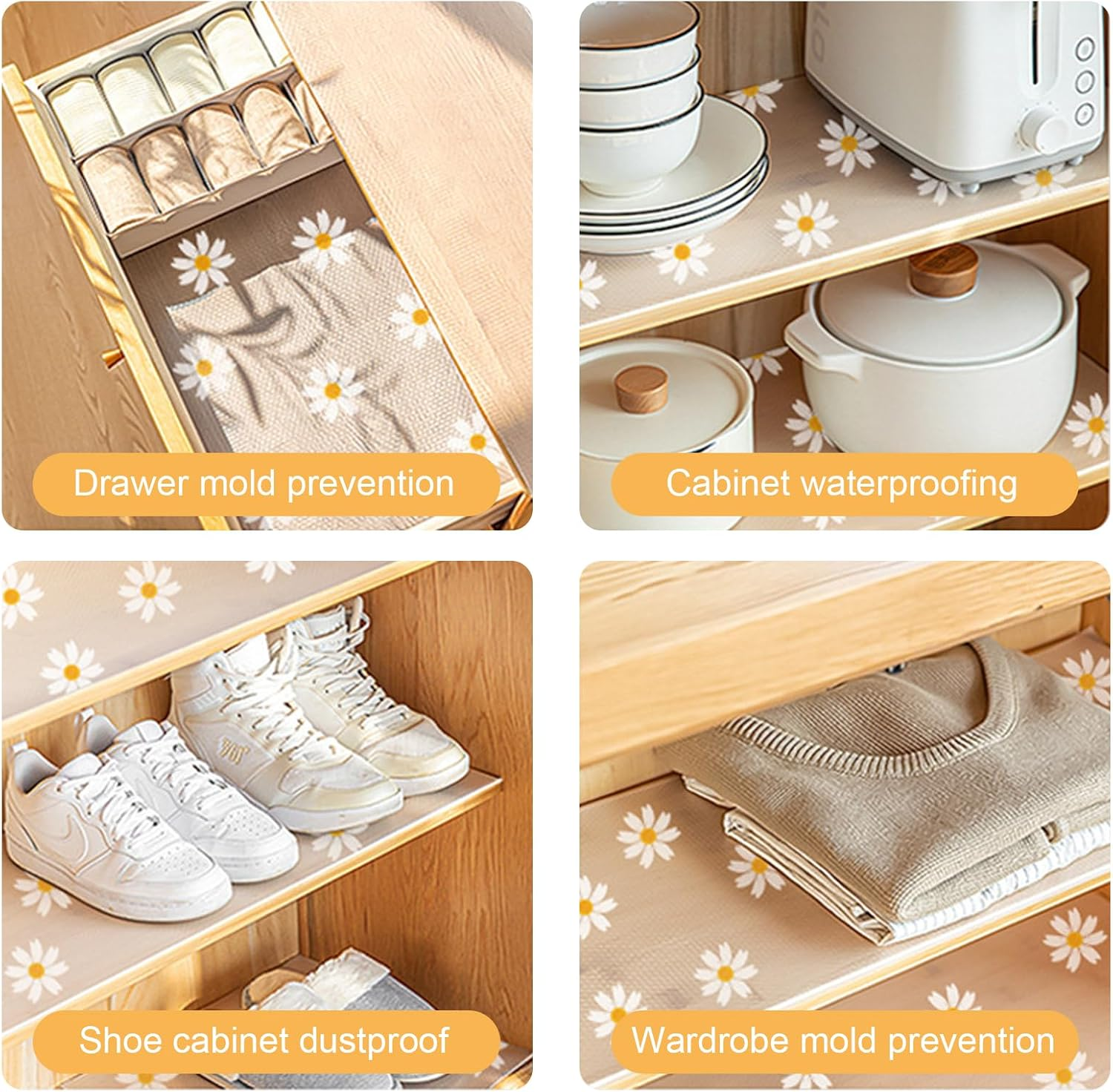 Drawer Liner 30Cm*300Cm Shelf Liner, Washable Fridge Liners, Non-Slip Oil-Proof Cabinet Paper Drawer Liner, Eva Plastic Drawer Liner Cupboard Pad for Kitchen Cabinet, Refrigerator, Shelves, Storage image number 2