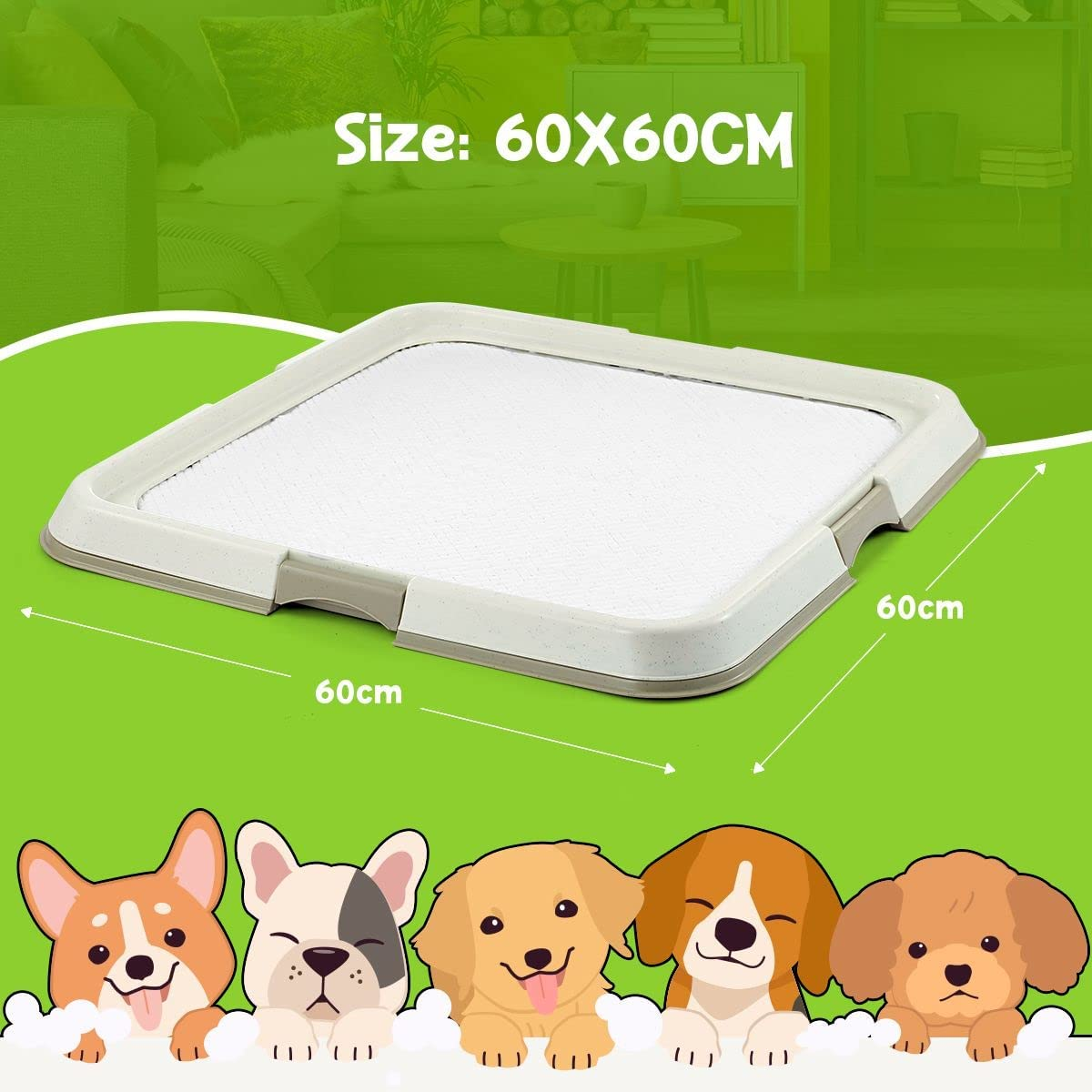 60X60Cm Pet Dog Training Pad Holder Tray Pet Pee Pads Indoor Puppy Potty Training Tray Portable Trainer image number 5