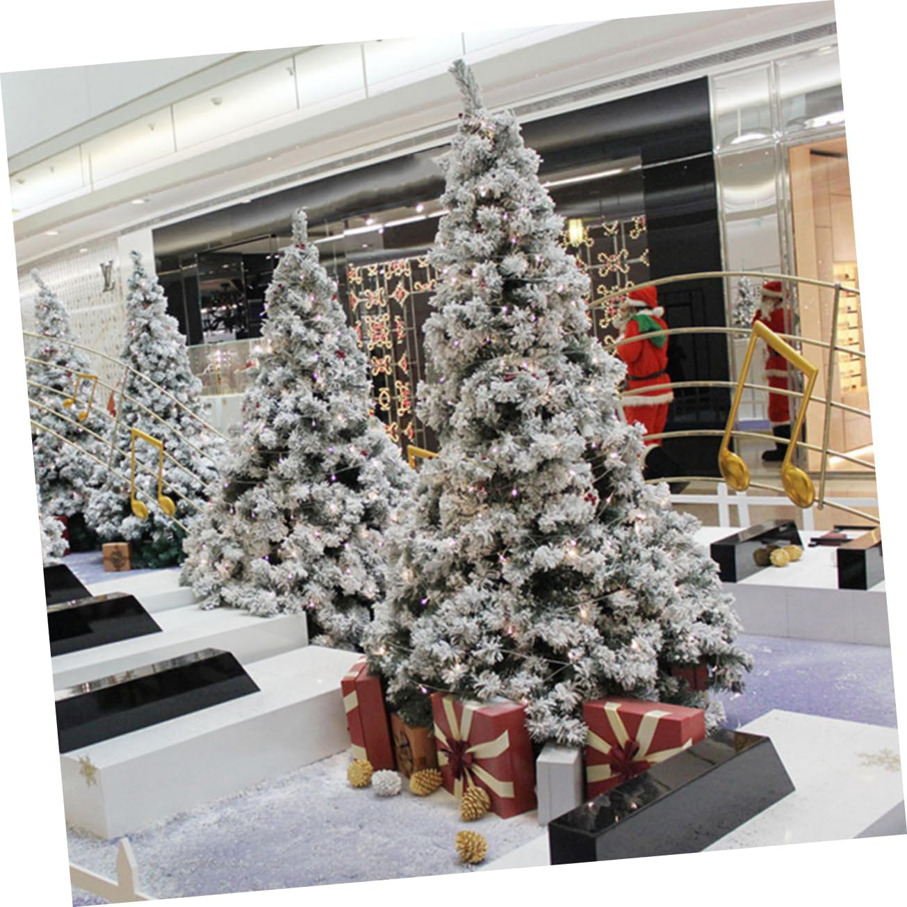 Ibasenice Xmas Tree Decor White Artificial Flocked Pop up Outdoor Christmas Tree Home Random Style image number 2