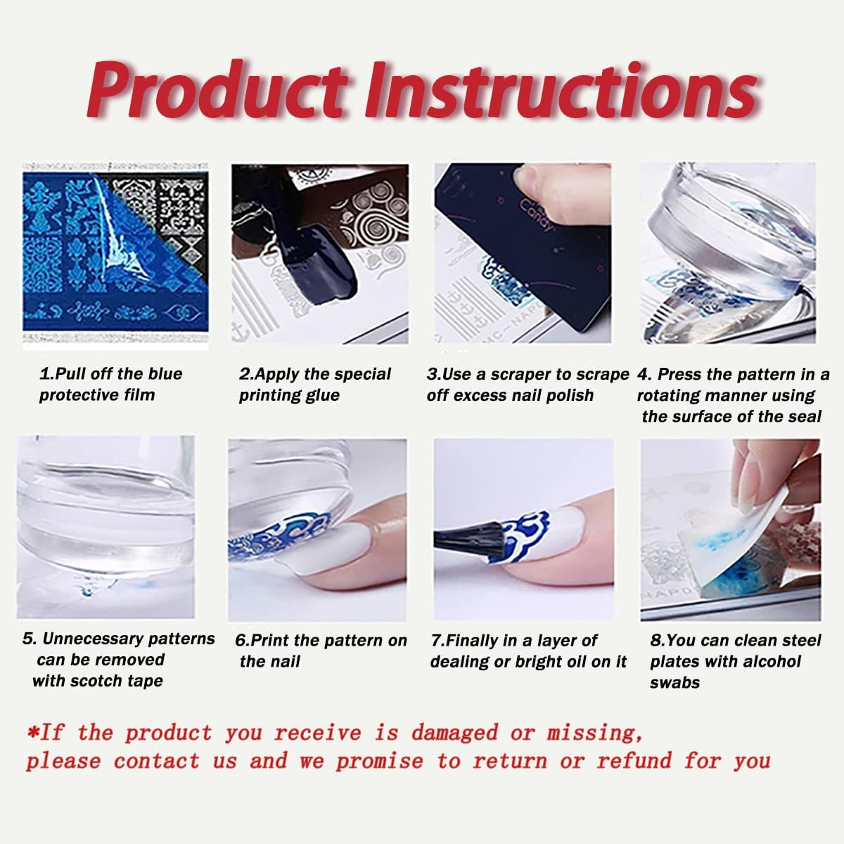 St Patricks Day Nail Stamping Plate Spring Shamrock Nail Stamping Plates Irish March 17Th Nail Decorations Polish Gel Nail Art Stamping Template Set Manicure Stencils Tool - 4Th Of July image number 4