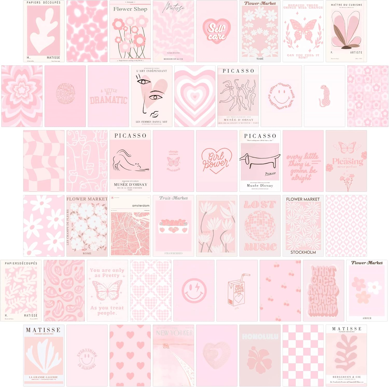 Pink Room Decor Aesthetic,Pink Wall Collage Kit Posters for Room Aesthetic Posters Prints,Pink Aesthetic Dorm Room Decor for Teen Girl (50Pcs 4X6 Inch) image number 6