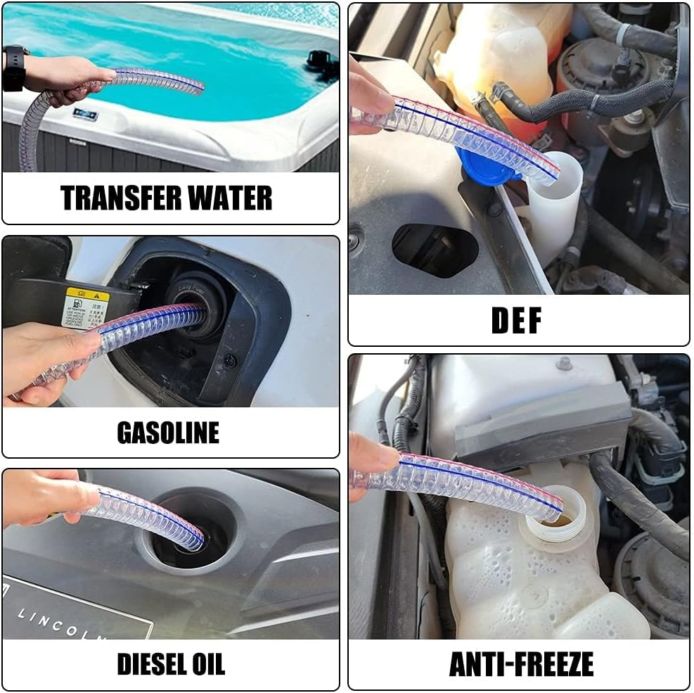 8.2' 5/8" Jiggler Siphon Hose, Gerguirry Heavy Duty Self-Priming Transfer Hose for Gasoline Fuel Gas Siphon Tube Copper Nipple with Metal Buckle image number 6