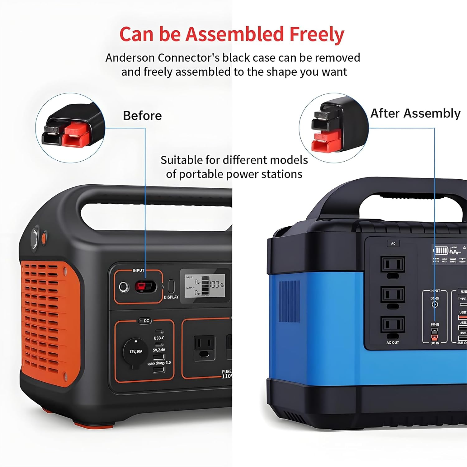 Yeanifeana XT60 to Anderson Adapter Cable 12AWG 2FT, 45A High-Current Female to Anderson Connector for RC Battery, Solar Panel, Portable Power Station, Durable Plug & Play Design image number 2