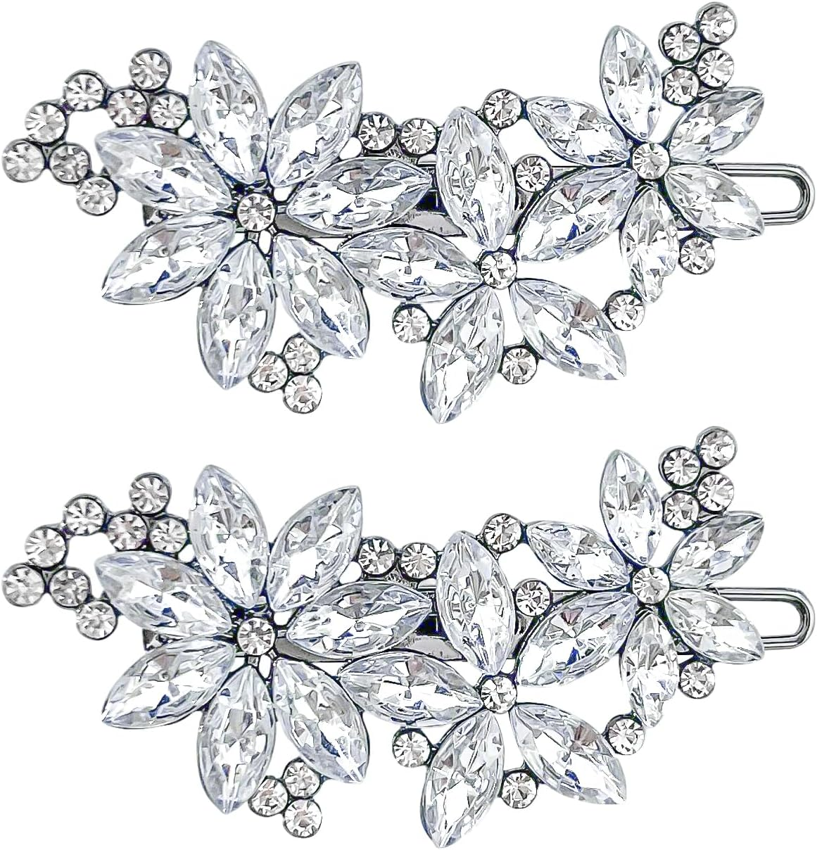 2 Pieces Rhinestone Hair Clips for Women | Wedding Hair Accessories for Women | Elegant Silver Bridal Hair Clips Sparkly Hair Clips for Bride Wedding Party Prom Gift