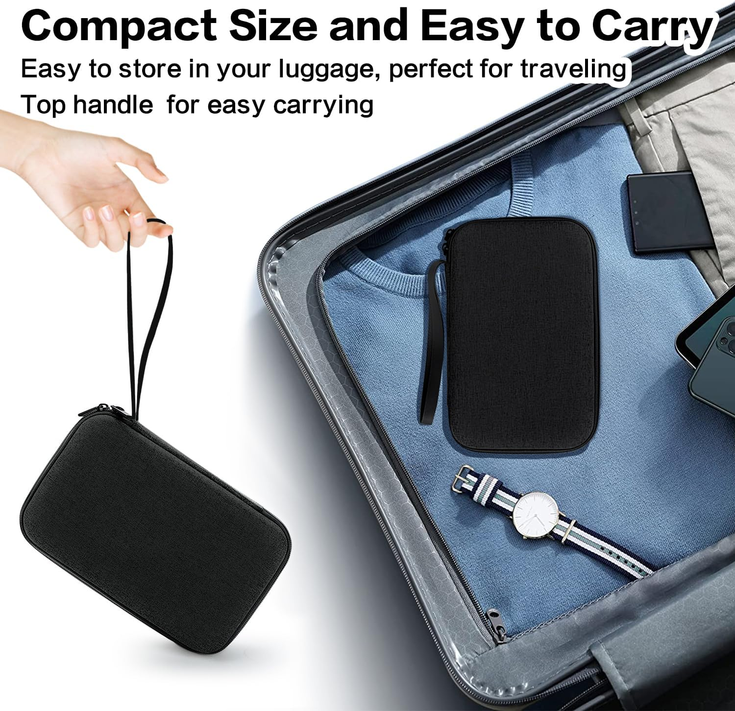 Teskyer Travel Electronic Organiser Case, for Power Adapter Chargers Cables Cords Power Bank Earbuds Hard Drives, Large Capacity, Porable Tech Accessories image number 2