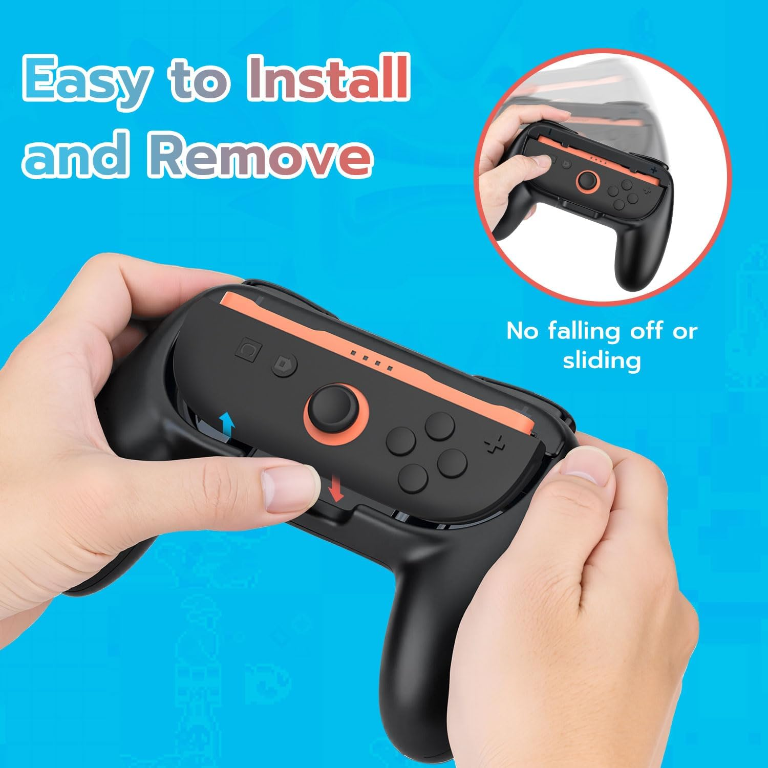 Mcbazel Controller Grips for Nintendo Switch 2 Joy Con Controllers - Ergonomic Anti-Slip Handles with L/R Triggers,Abs Protective Case Cover Accessories,2 Pack(Black) image number 6