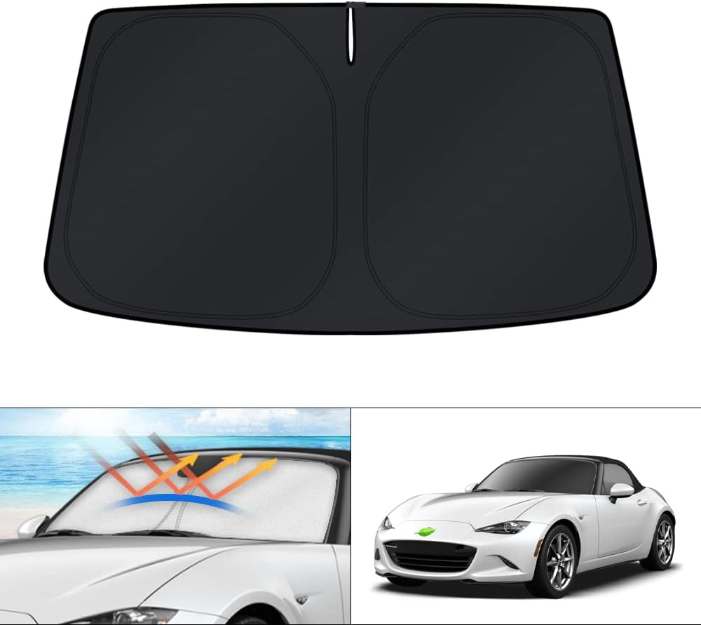 KUST Windshield Sun Shade for Mazda MX-5 Miata Convertible 2017 2018 2019 MX5 Window Sunshade Sun Visor Protector Foldable Blocks UV Rays Keep Your Car Cooler image number 1