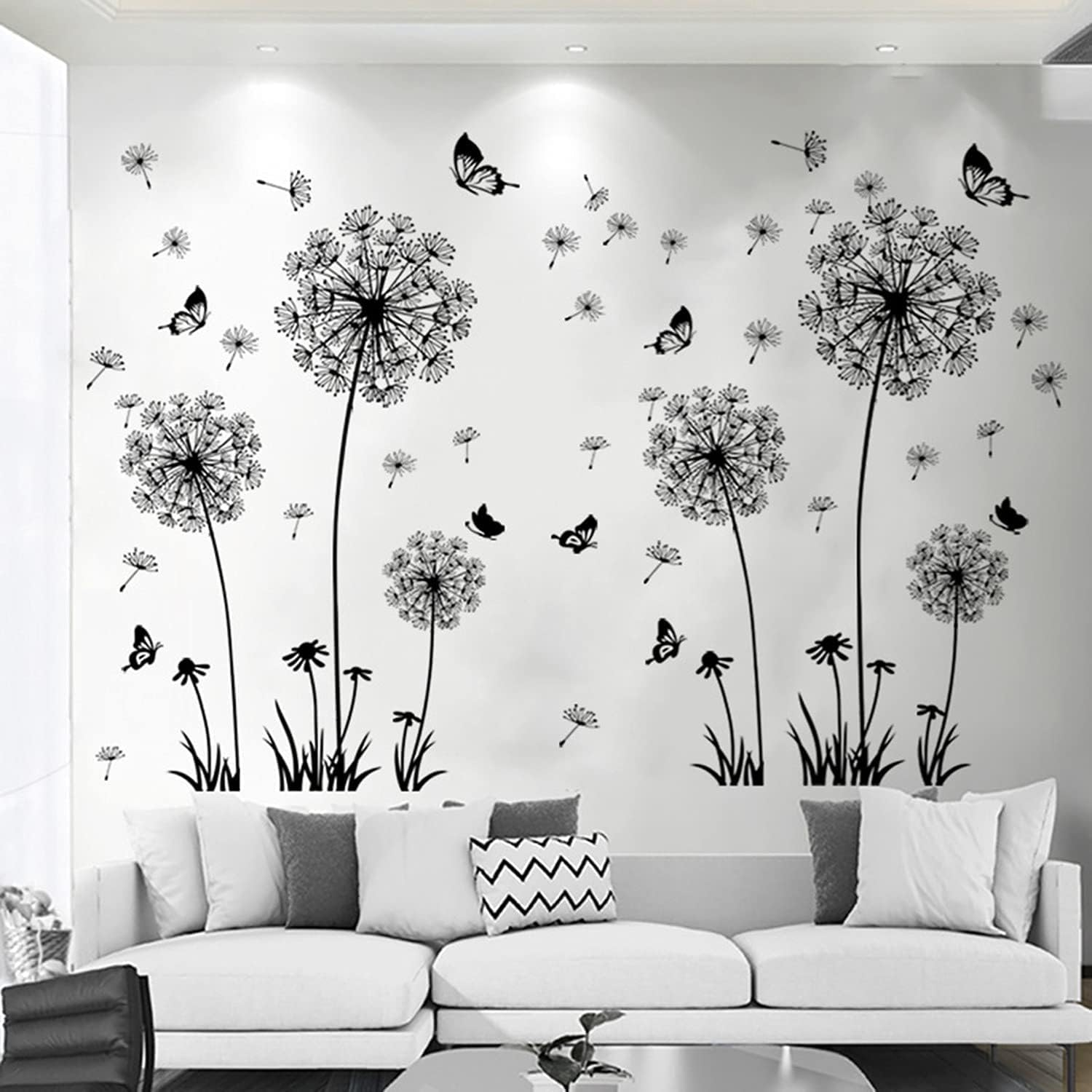 Arawat Dandelion Wall Decals 2 Set Flower Stickers Murals Butterflies Wall Decor for Bedroom Office Bathroom Living Room Floral Wall Decals Removable Wall Art Decoration Peel and Stick Room Wall Decor image number 5