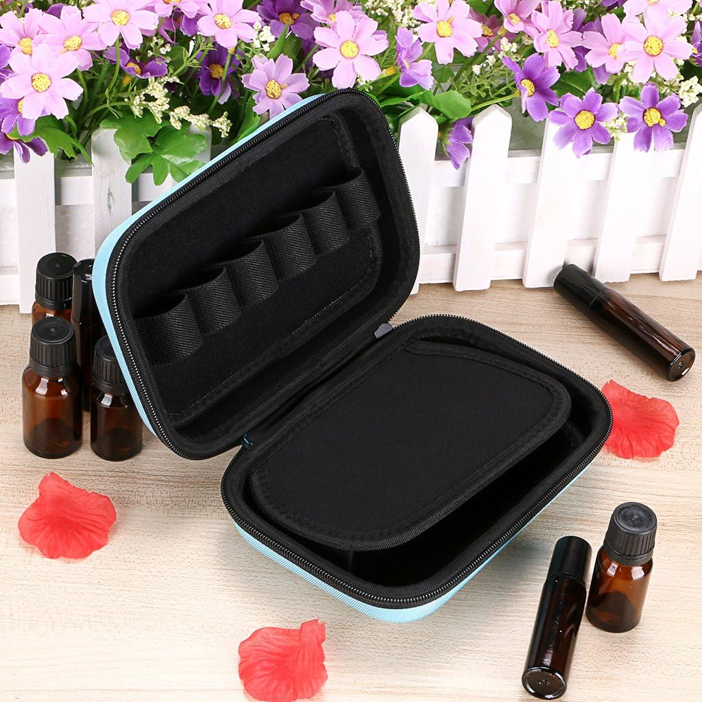 Hipiwe Hard Shell Essential Oil Carrying Case Holds 12 Bottles (Can Hold 5Ml, 10Ml, &10Ml Rollers) Travel Size Essential Oils Bag Organizer, Blue image number 1
