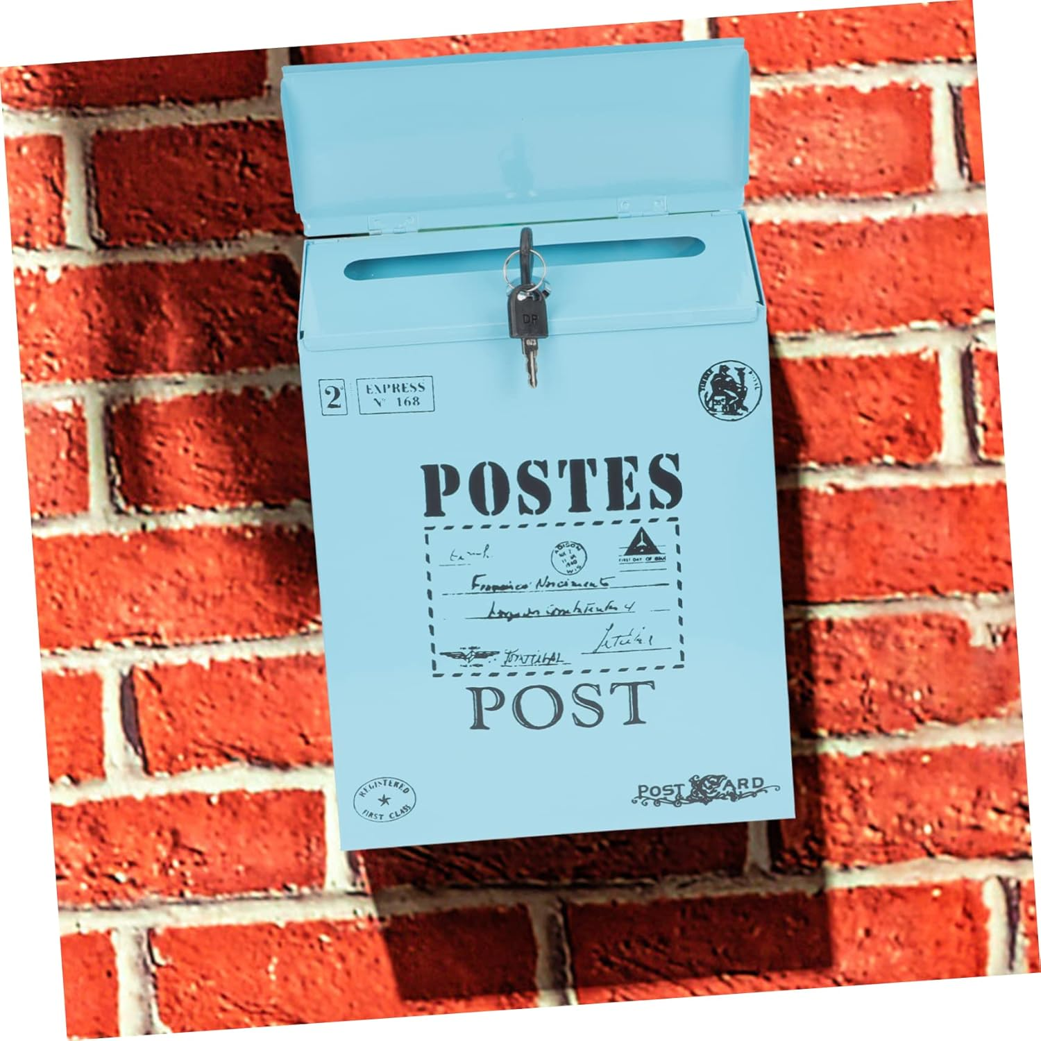 OSALADI Vintage Style Letter Box Rustic Wall Mount Mailbox Iron Material Locking Post Box Retro Complaint Box for Home and Office image number 3