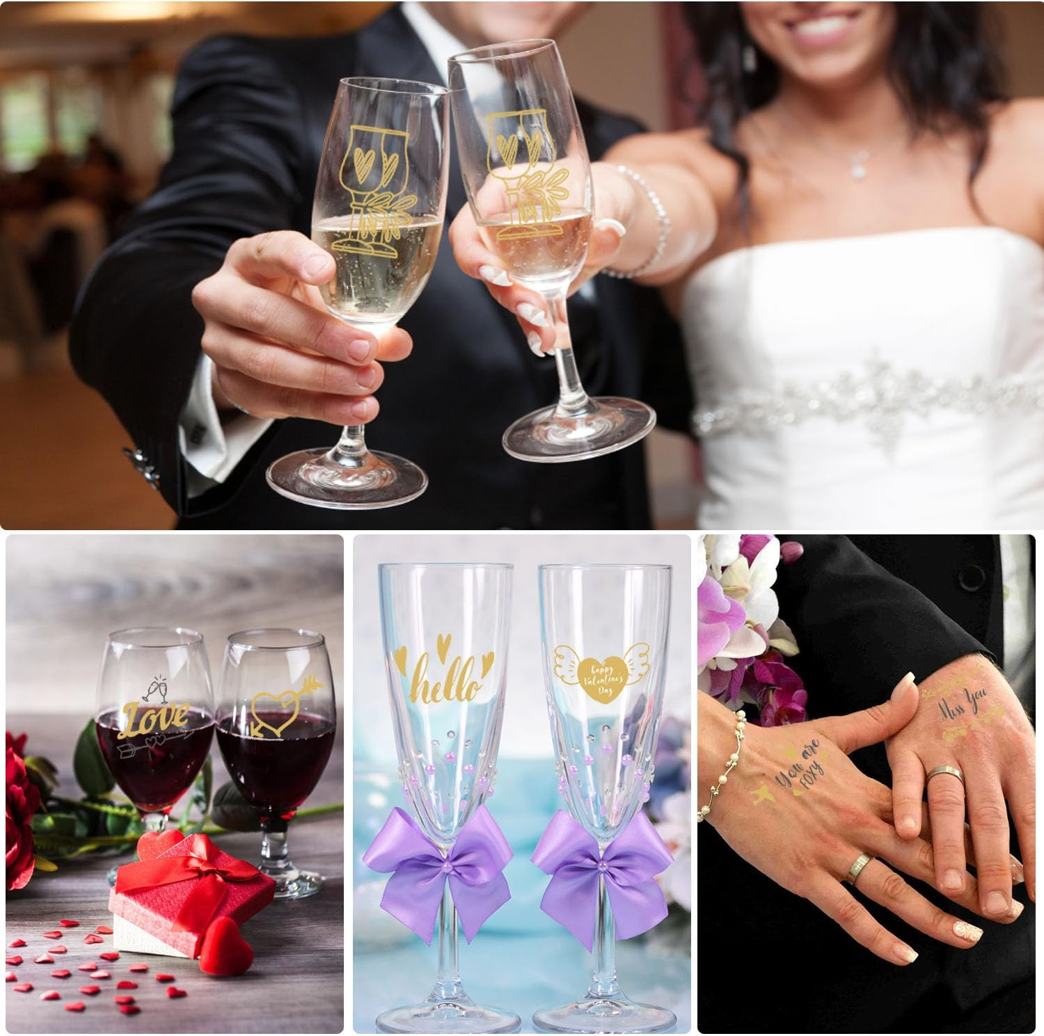 Wedding Tattoos, 10 Sheets Temporary Tattoos, Gold Hot Stamping Team Bride Tattoo, Waterproof, Temporary Tattoo, Bride Team, Bridal Wedding Tattoo for Wedding Decorations image number 4