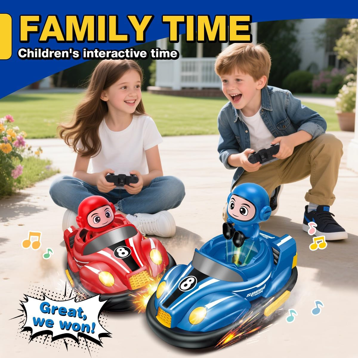 Remote Control Bumper Car Toy Set of 2 Players，Mini RC Car with Light & Sound Effect 360&deg; Rotating，Bump and Eject Toddler Toys ，Christmas Birthday Gifts for Kids Boys Girls 3-4 4-6 5-7 8-13 image number 4