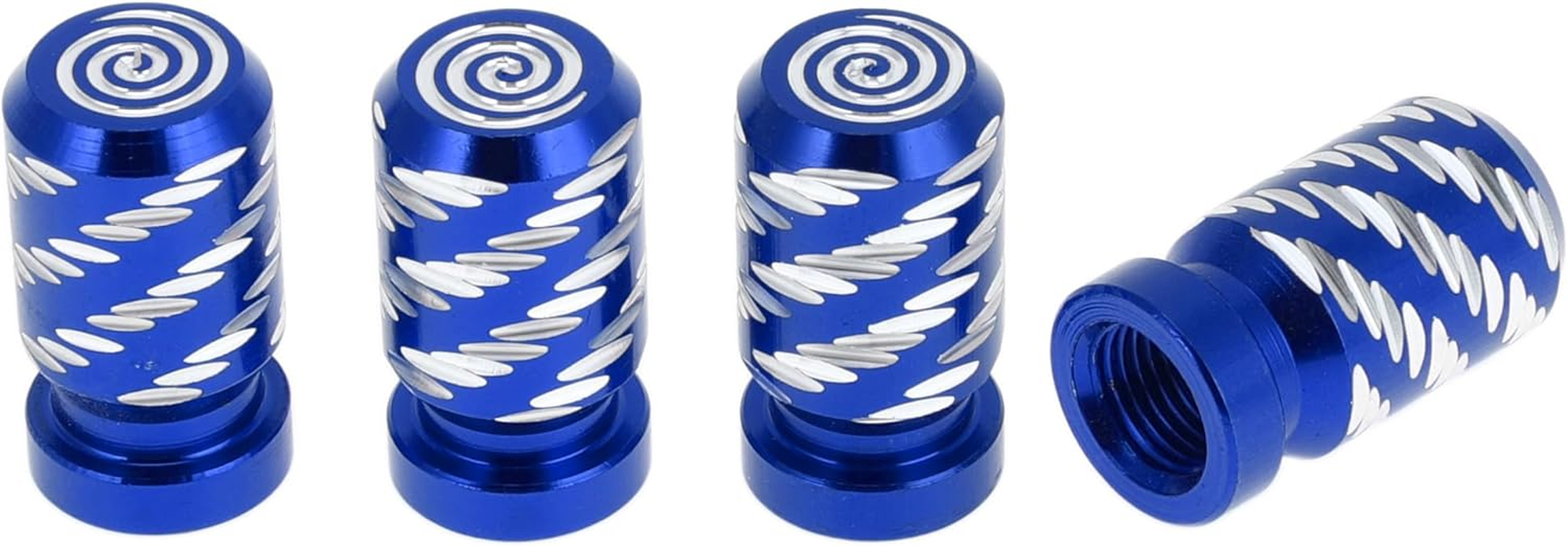 HOPESPANNER Tyre Valve Caps Decorative Blue Wing Pattern Tyre Valve Dust Covers 7 X 22 Mm Aluminium Alloy Pack of 4