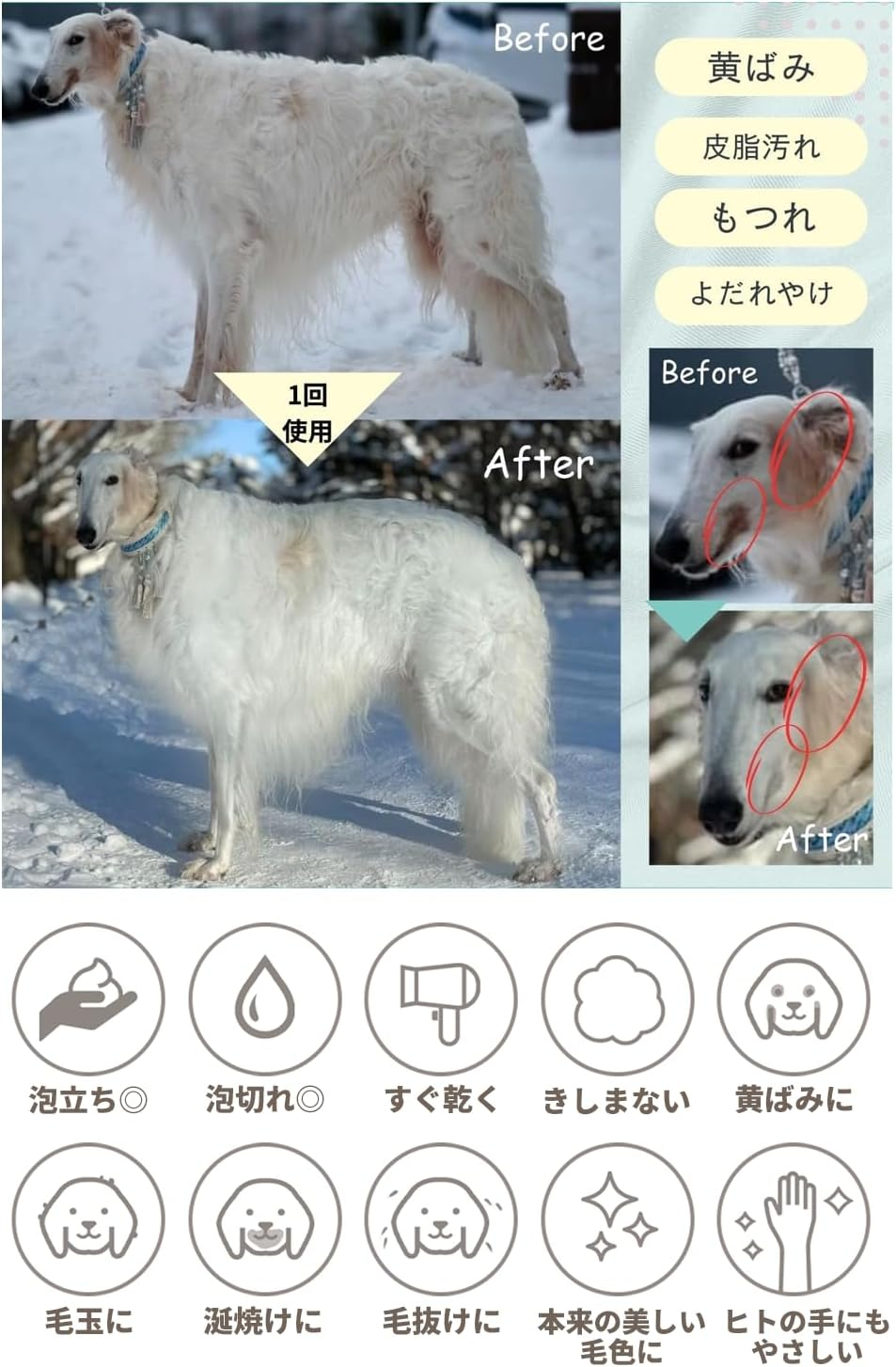 Yulix Premium Proteoglycan Bubble Dog Shampoo (Pet Shampoo) for Dogs (Supervised by a Veterinarian and Trimmer) Made in Japan image number 5