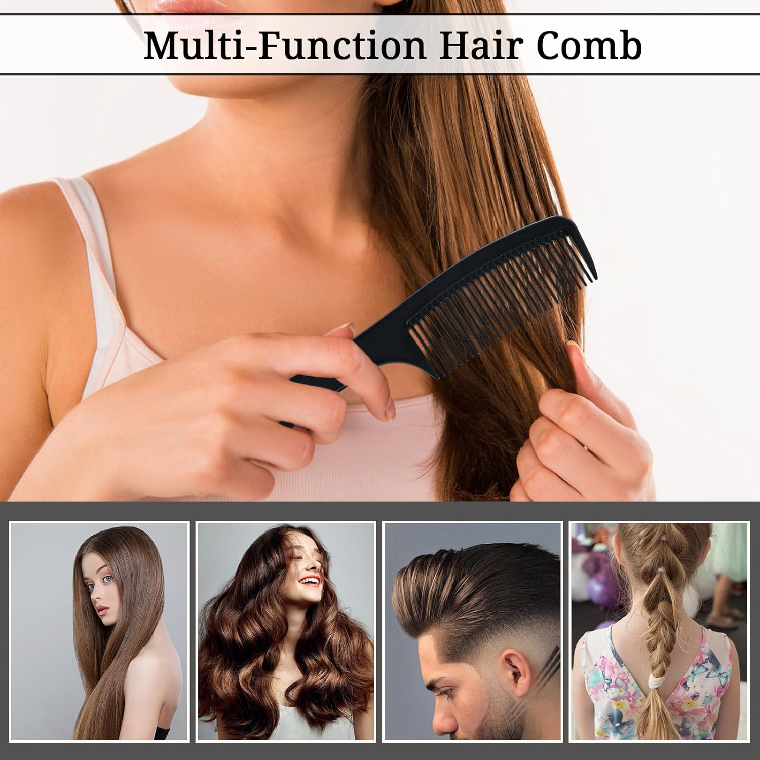 4 Pcs Hair Comb Set for Teasing and Parting, Styling Comb Professional Fine Tooth Hair Combs for Women and Man image number 5