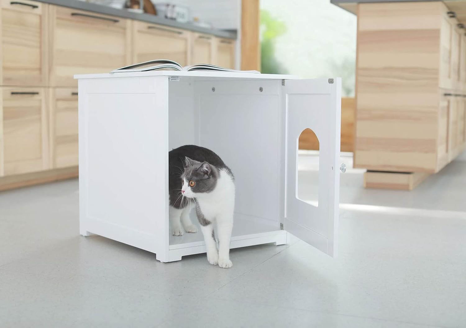 Zoovilla Kitty Litter Loo &ndash; Hidden Litter Box Furniture - White image number 4