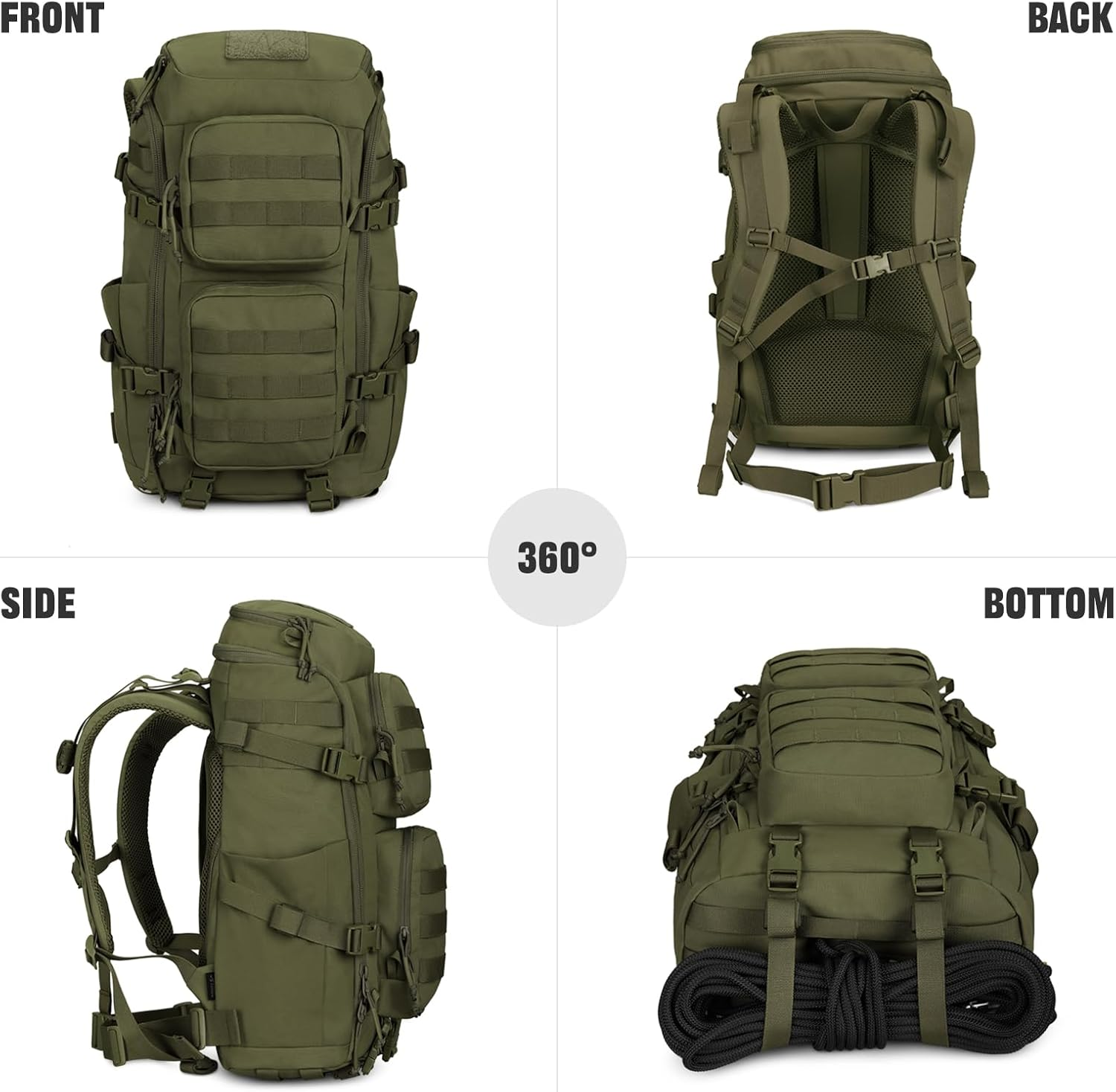 ROOT THREE 45L Tactical Backpack, Military Molle Backpack with 17" Laptop Compartment Survival Rucksack for Outdoors image number 1