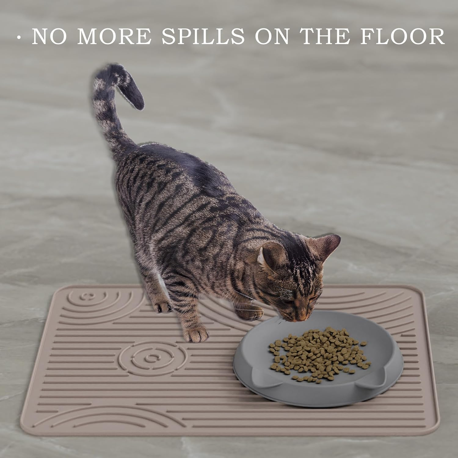 Wingcases Cat Litter Mat, 40X30Cm Silicone Litter Trapping Mat, Non-Slip, Easy to Clean, Waterproof Urine Resistant Material, Soft on Kitty Paws (Beige) image number 3