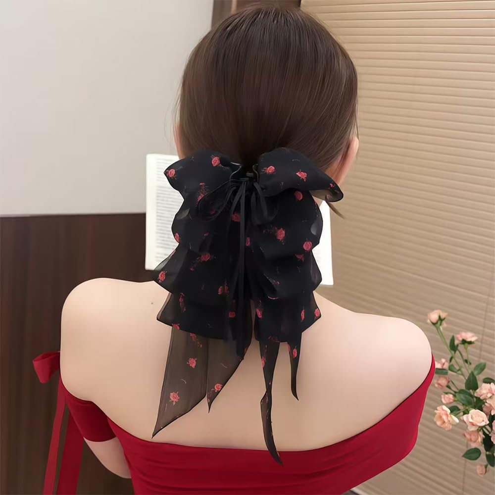 Hair Clips with Claw Clip, Chiffon Strap Ponytail, Hair Band, Butterfly, Hair Accessories for Women and Girls (Pack of 1) image number 5