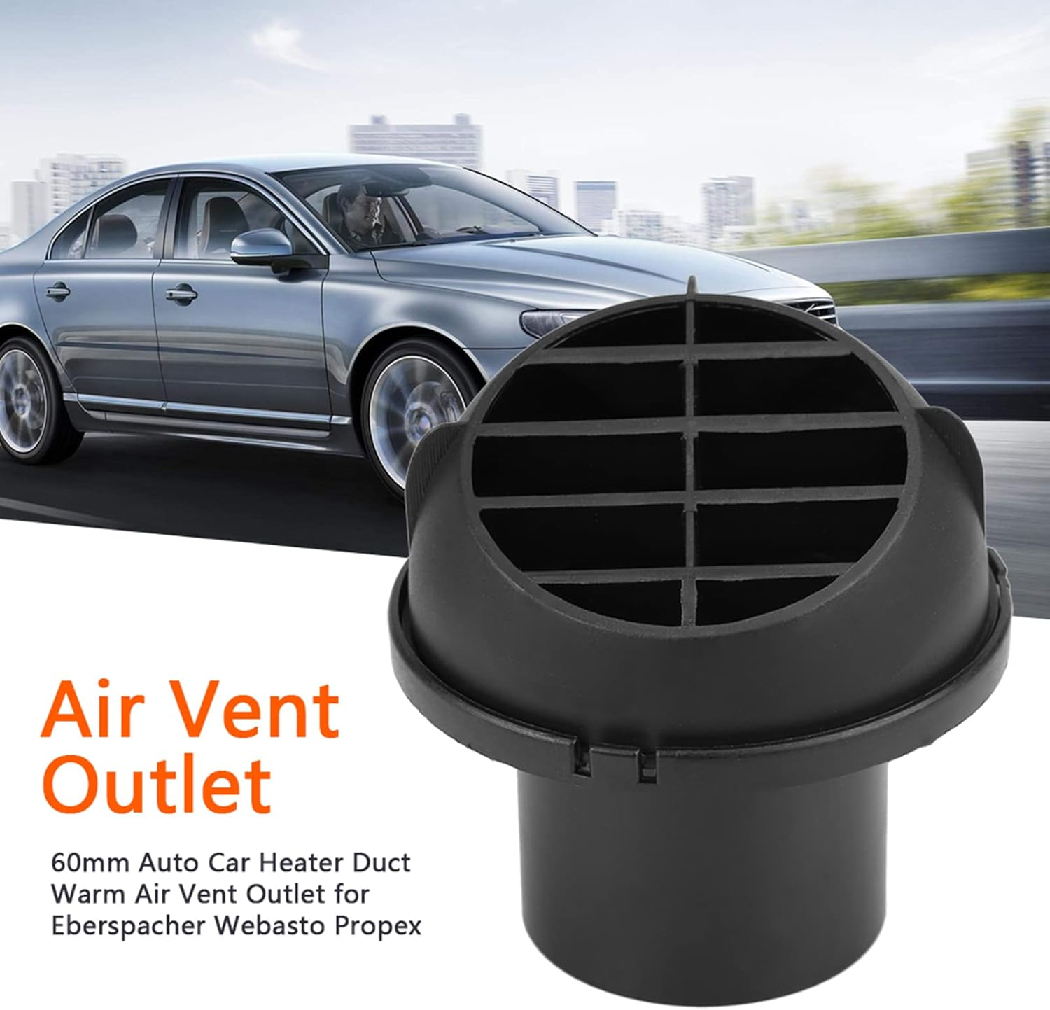 Air Vent Outlet 60Mm Warm, 360 Degrees Plastic Rotatable Warm Air Outlet Car Universal Black Heater Air Conditioner Steering Head Round image number 1