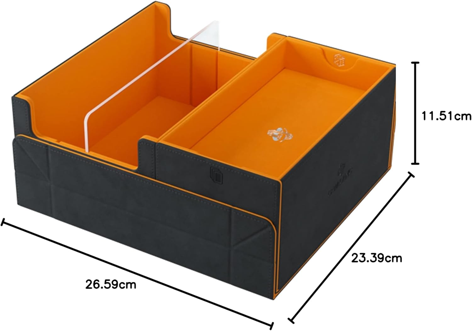 Gamegenic Game'S Lair 600+ Convertible Deck Box | Double-Sleeved Card Storage | Premium Card Game Protector | Nexofyber Surface | Holds up to 600 Cards | Black/Orange Color | Made by Gamegenic