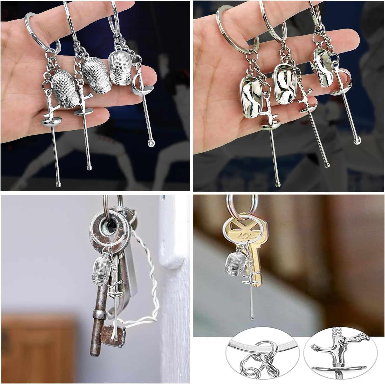 Taicols Fencing Keychain,3 Souvenir Backpack Hanging Adorns Delicate Key Chain Sword Rings Sports Ring Bag Decor Keepsake Pendant Decoration Chains Sport Metal Lovers Collectible Keychains Keyring image number 6