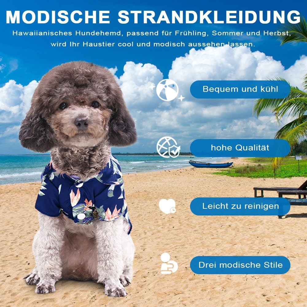 Voarge Pet Polo Shirt, Hawaiian Style Floral Dog Shirt, Printed T-Shirts, Stylish Breathable Dog Summer T-Shirt for Small to Medium Dogs Cats (Pineapple Navy, XL) image number 5