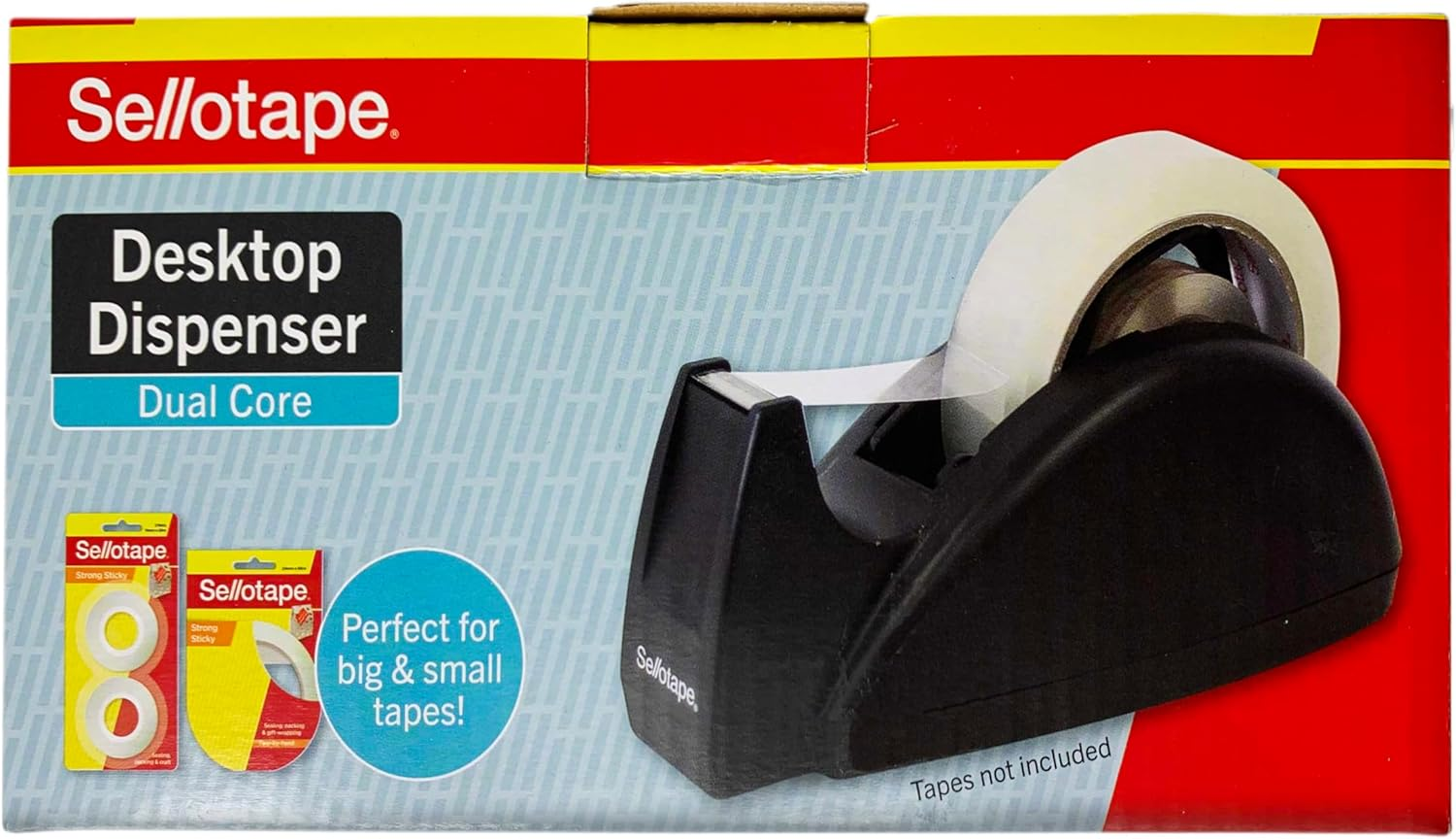 Sellotape Desktop Dispenser, Dual Core Compatibility for 3" and 1" Tapes, Stable Rubber Base to Prevent Slipping, Sturdy Design image number 1