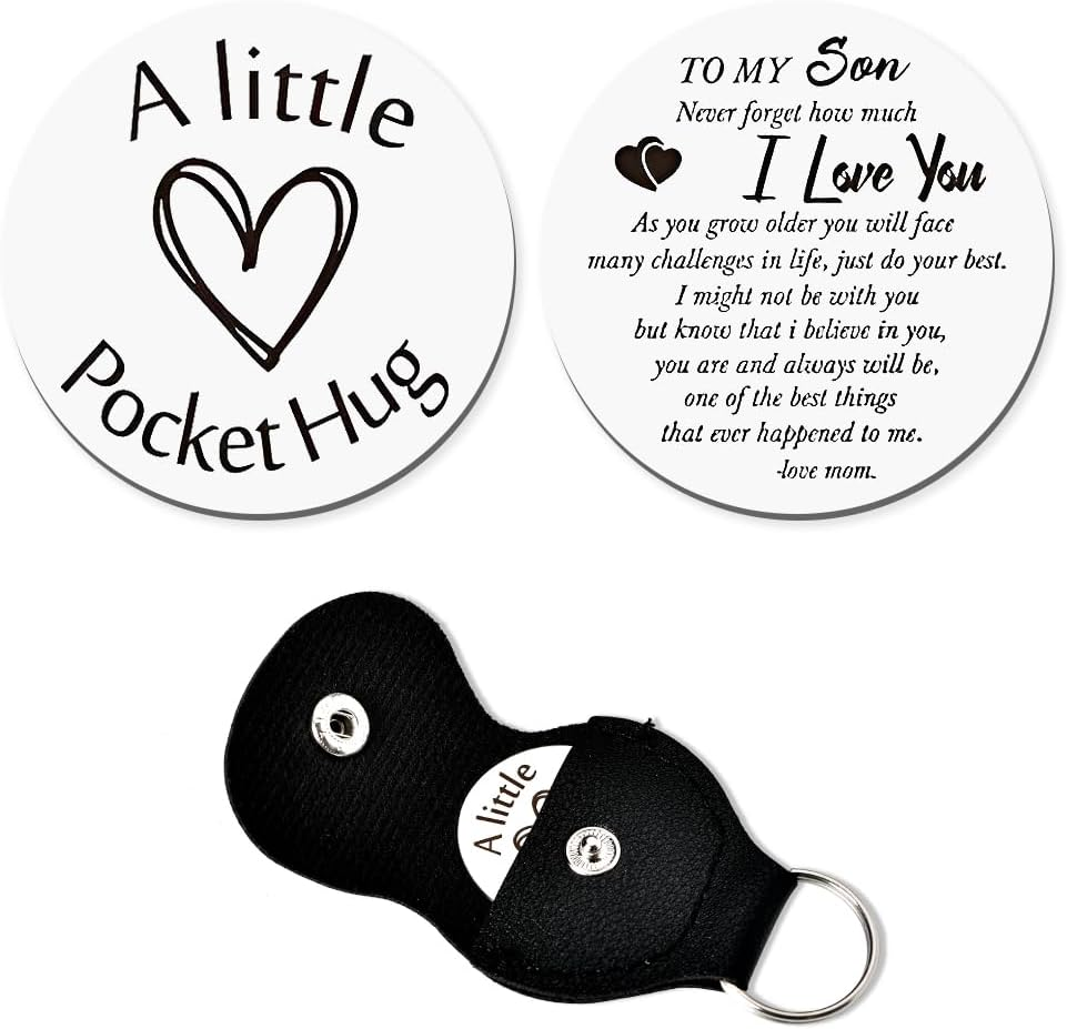 Pocket Hug Token Keychain Gifts for Women Men Engraved Inspirational Wedding Graduation Birthday Gifts for Teen Girls Boys - To My Grandson Keychain image number 6