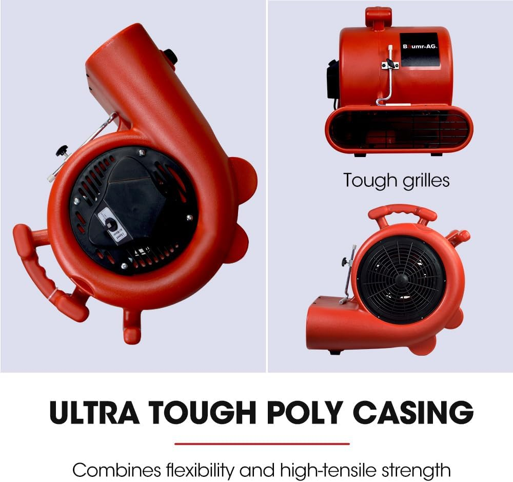 Baumr-Ag Carpet Floor Dryer Air Mover Blower Fan, 3-Speed, 1300CFM, Commercial/Home image number 3