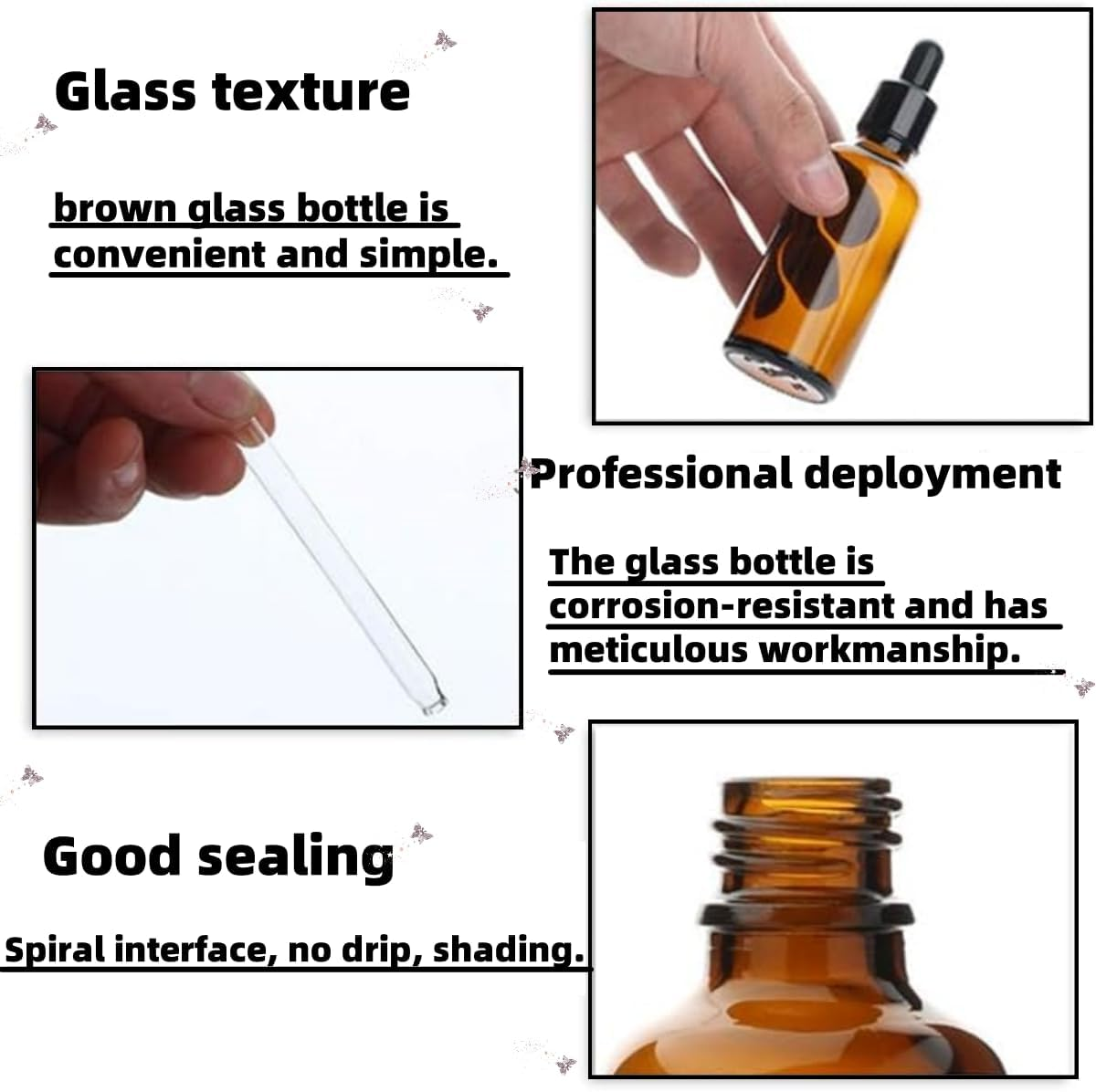 6PCS Amber Glass Eyedropper Bottles, Glass Bottle Reagent Eye Dropper, Essential Oil Aroma Dropper and Travel Bottle (10Ml) image number 1