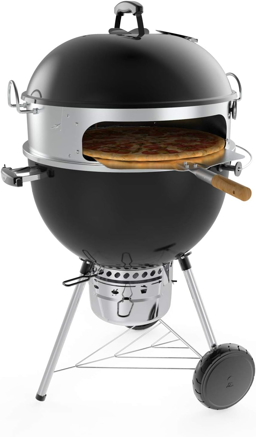 Onlyfire Stainless Steel Pizza Ring Kit with Rotisserie,Pizza Stone and Shovel, Multifunctional BBQ Kit, for Roasting Chicken and Cooking Pizza, Fits Most 57CM Charcoal Kettle Grills image number 4